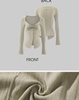Rase le sol Twisted Knot Ribbed Knit Top with Open Neckline
