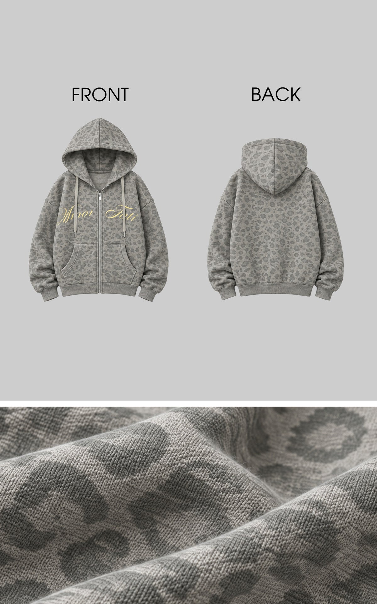 Rase le sol Amor Fati Leopard Zip-Up Hoodie