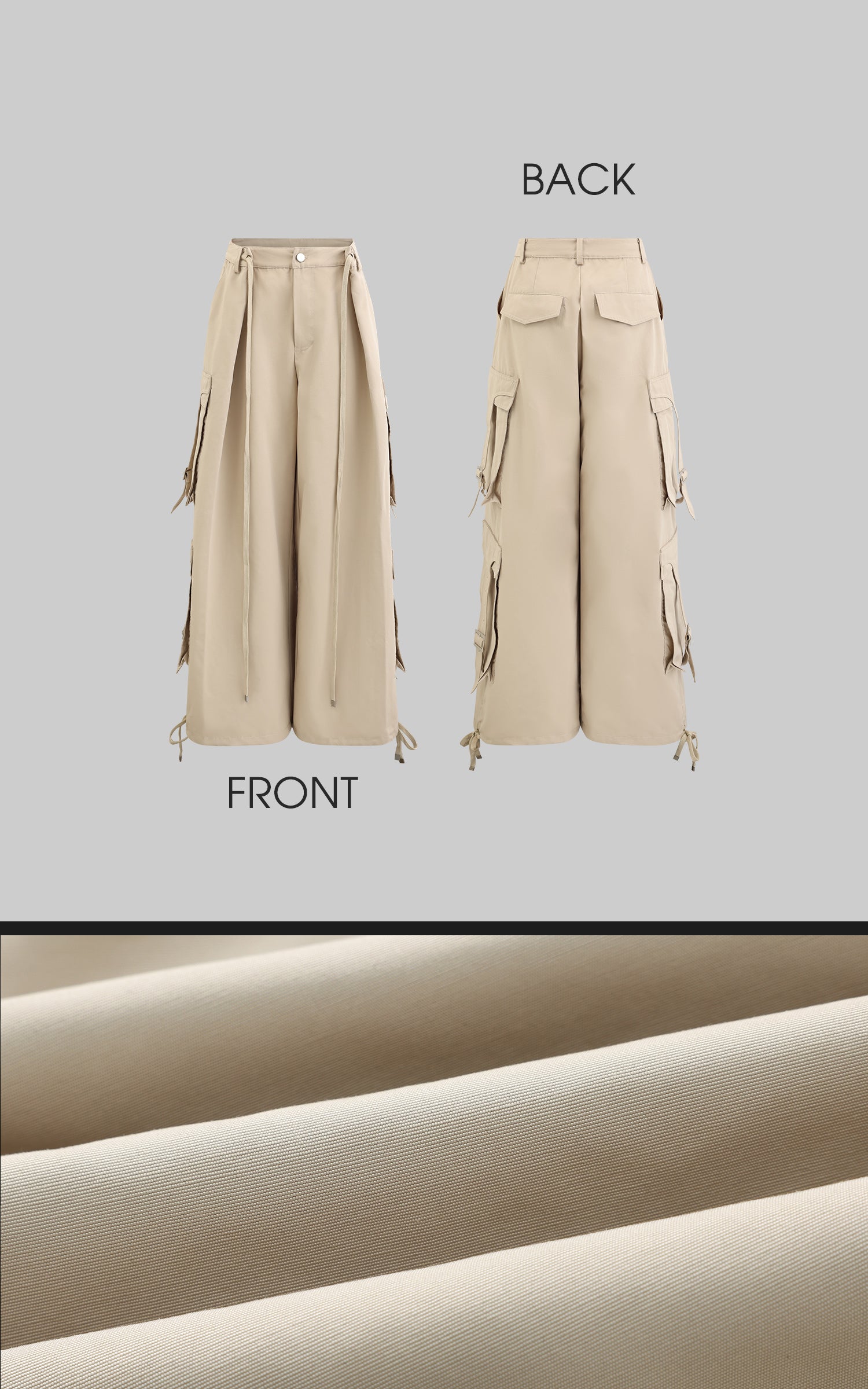 Rase le sol Exaggerated Wide-Leg Utility Cargo Pants