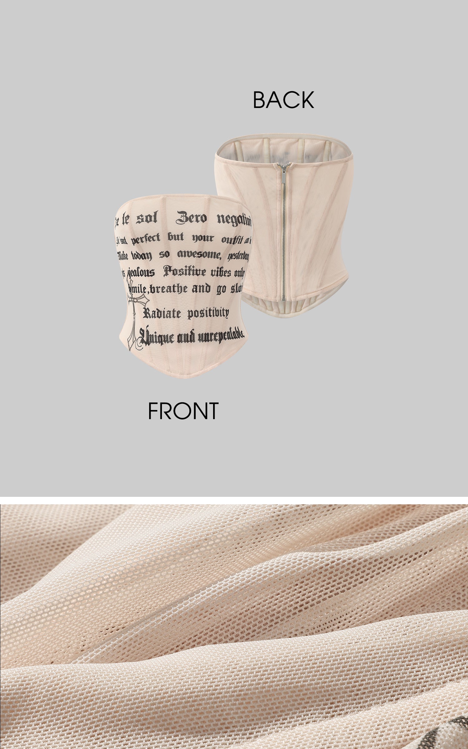 Rase le sol Printed Mesh Corset Bandeau Top - PINKPARKS