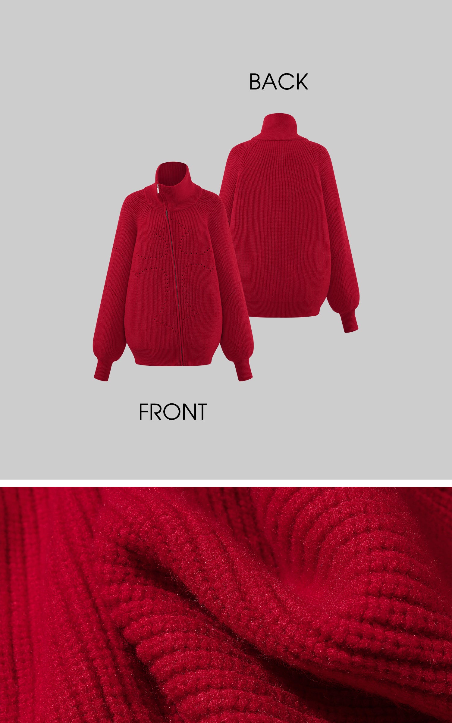 Rase le sol High Neck Oversized Wool Sweater Jacket