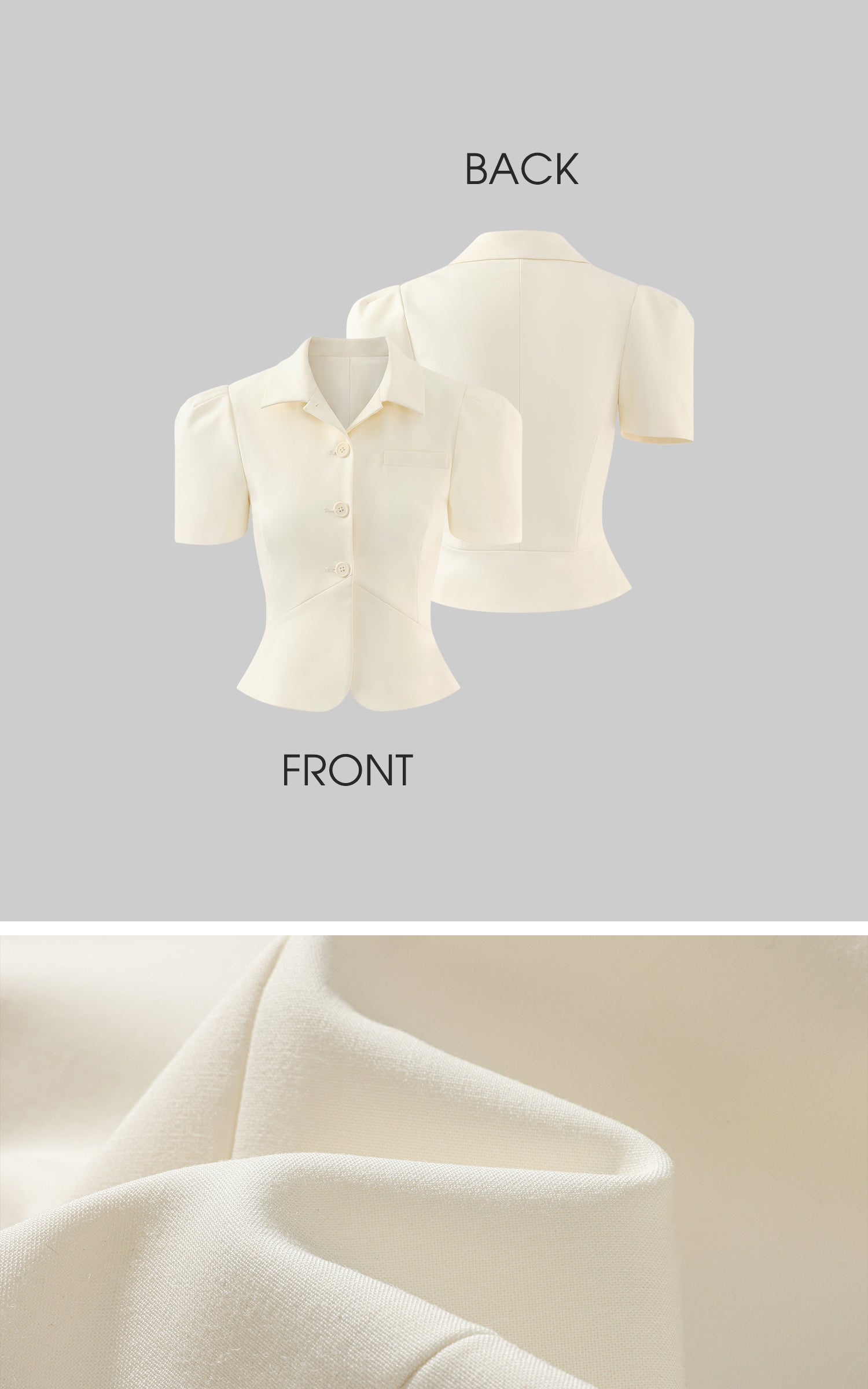 ROVENTE Tailored Puff Sleeve Shirt with Curved Hem and Fitted Waist