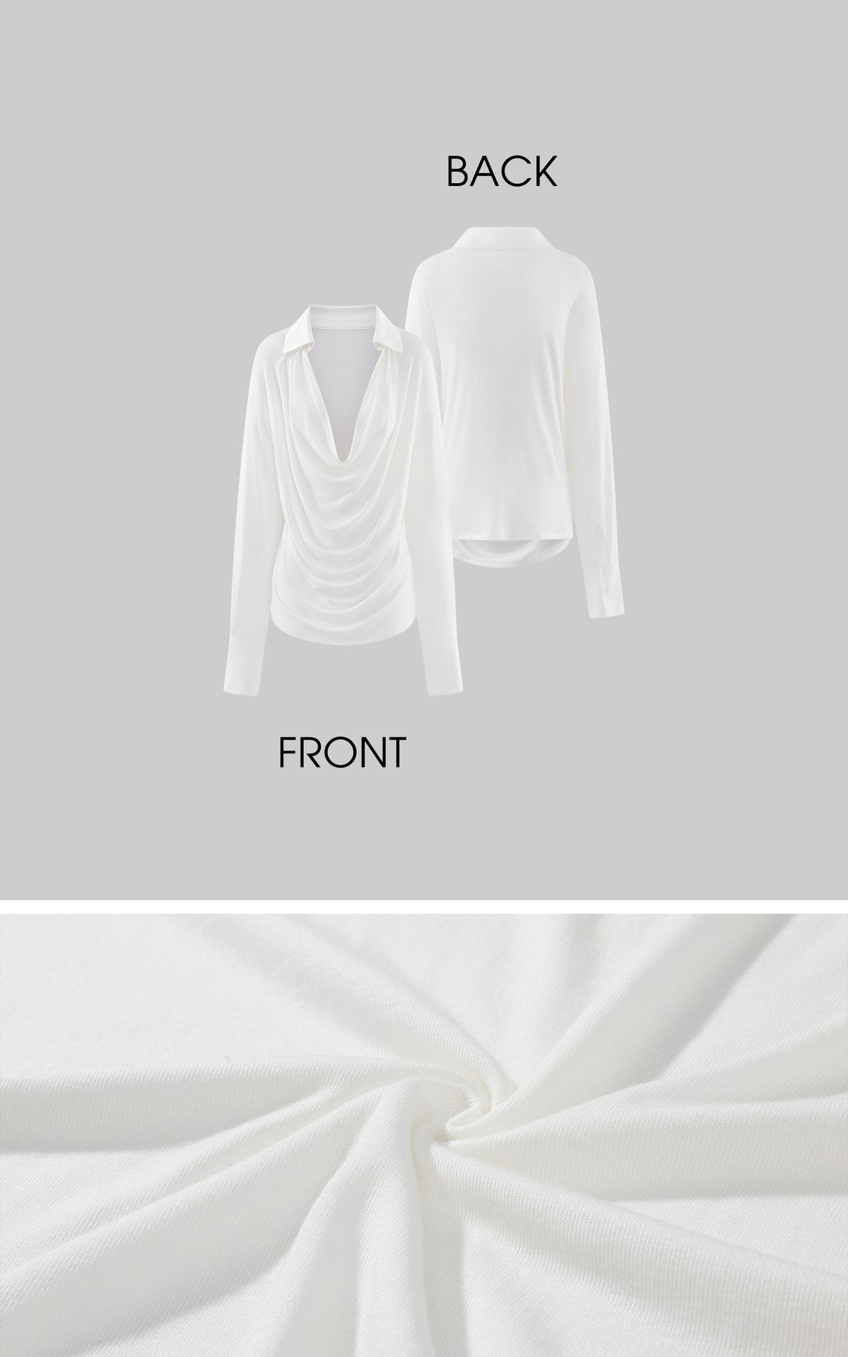 0122stepll Draped Cowl Neck Knit Long Sleeve Top