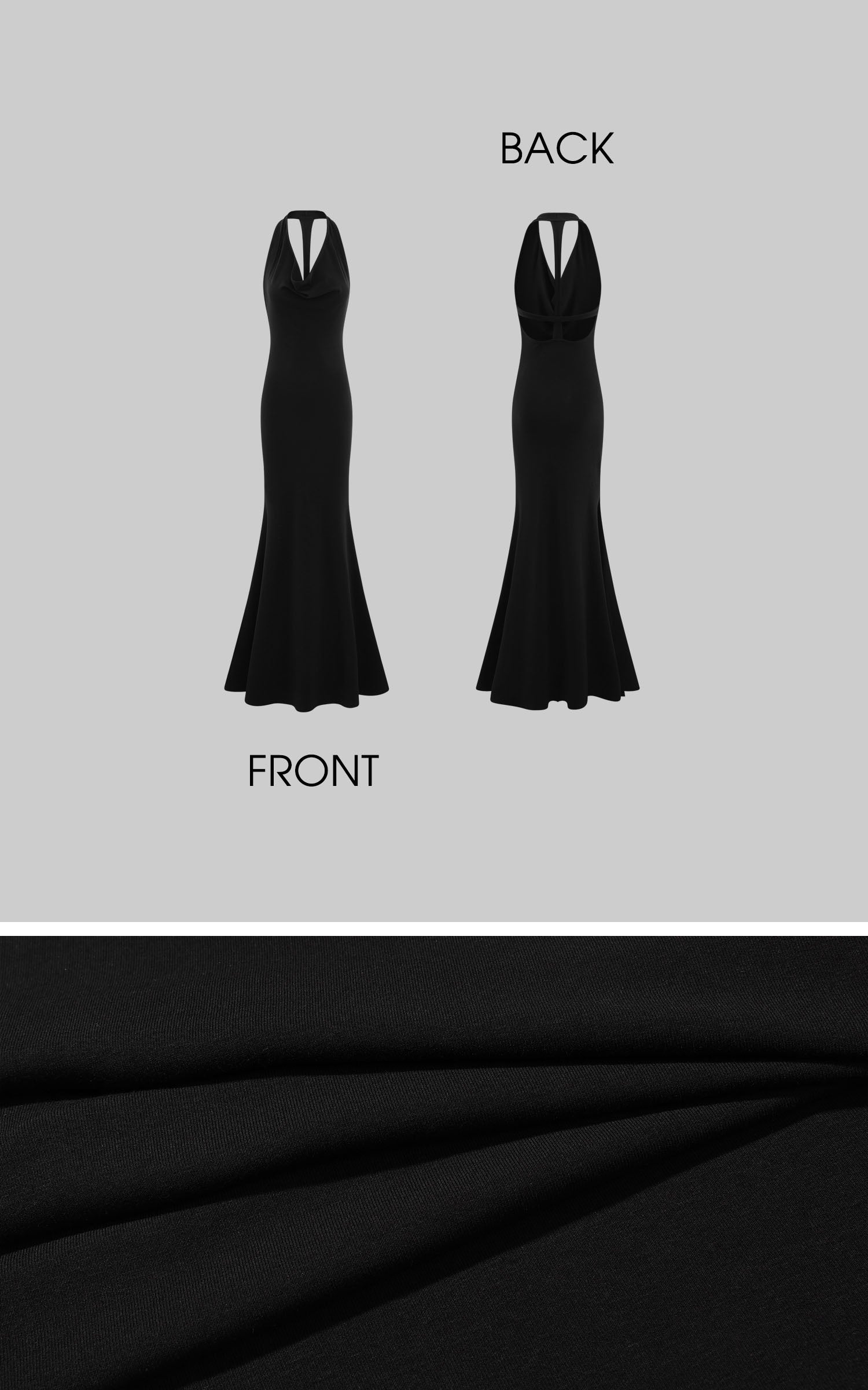 Rase le sol 홀터 드레이프 넥 백리스 롱 드레스