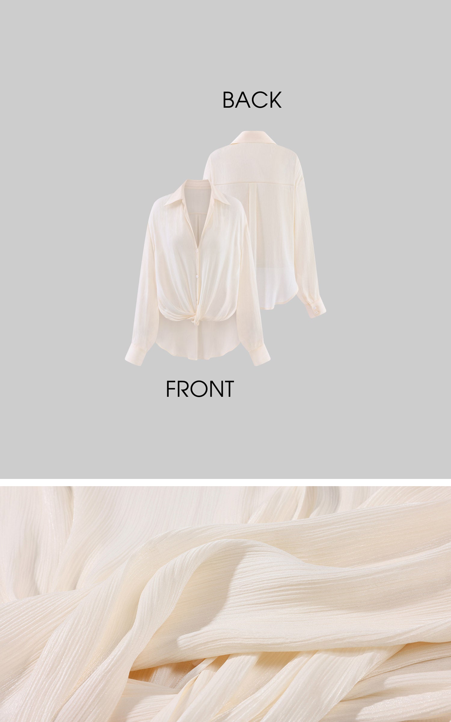 0122stepll Sheer Twisted Draped Satin Shirt