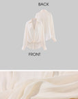 0122stepll Sheer Twisted Draped Satin Shirt