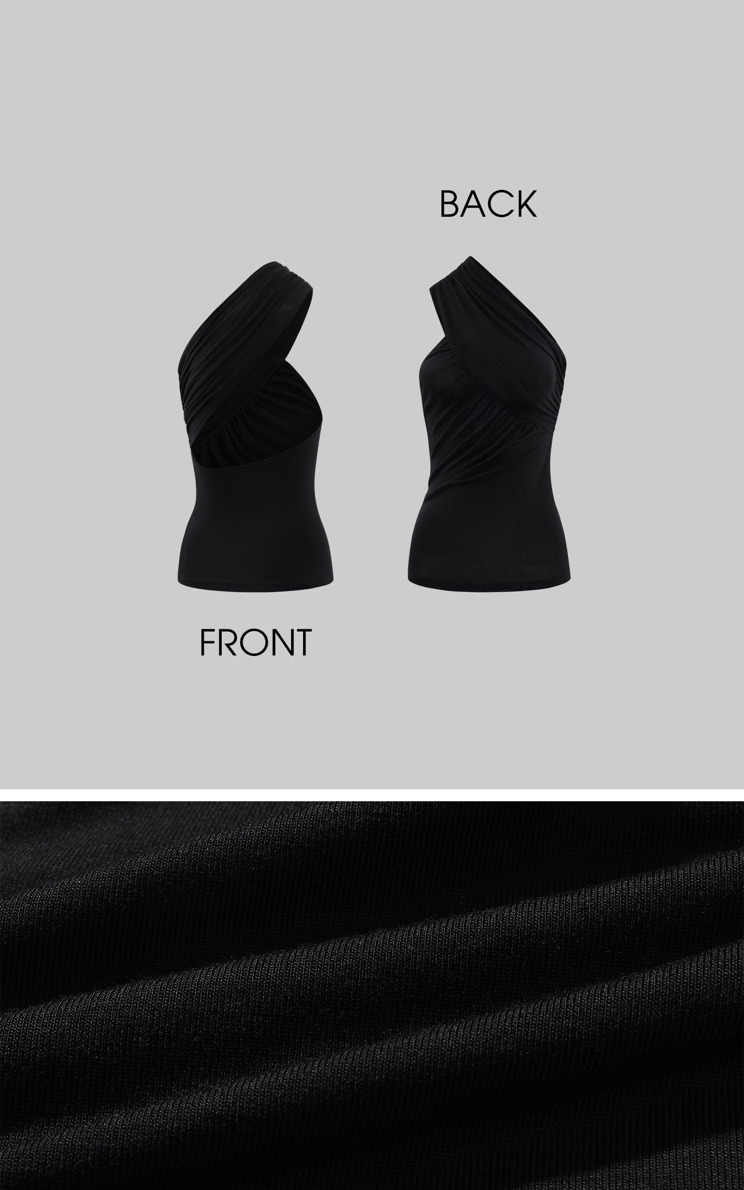 ROVENTE Asymmetric One-Shoulder Draped Tank Top