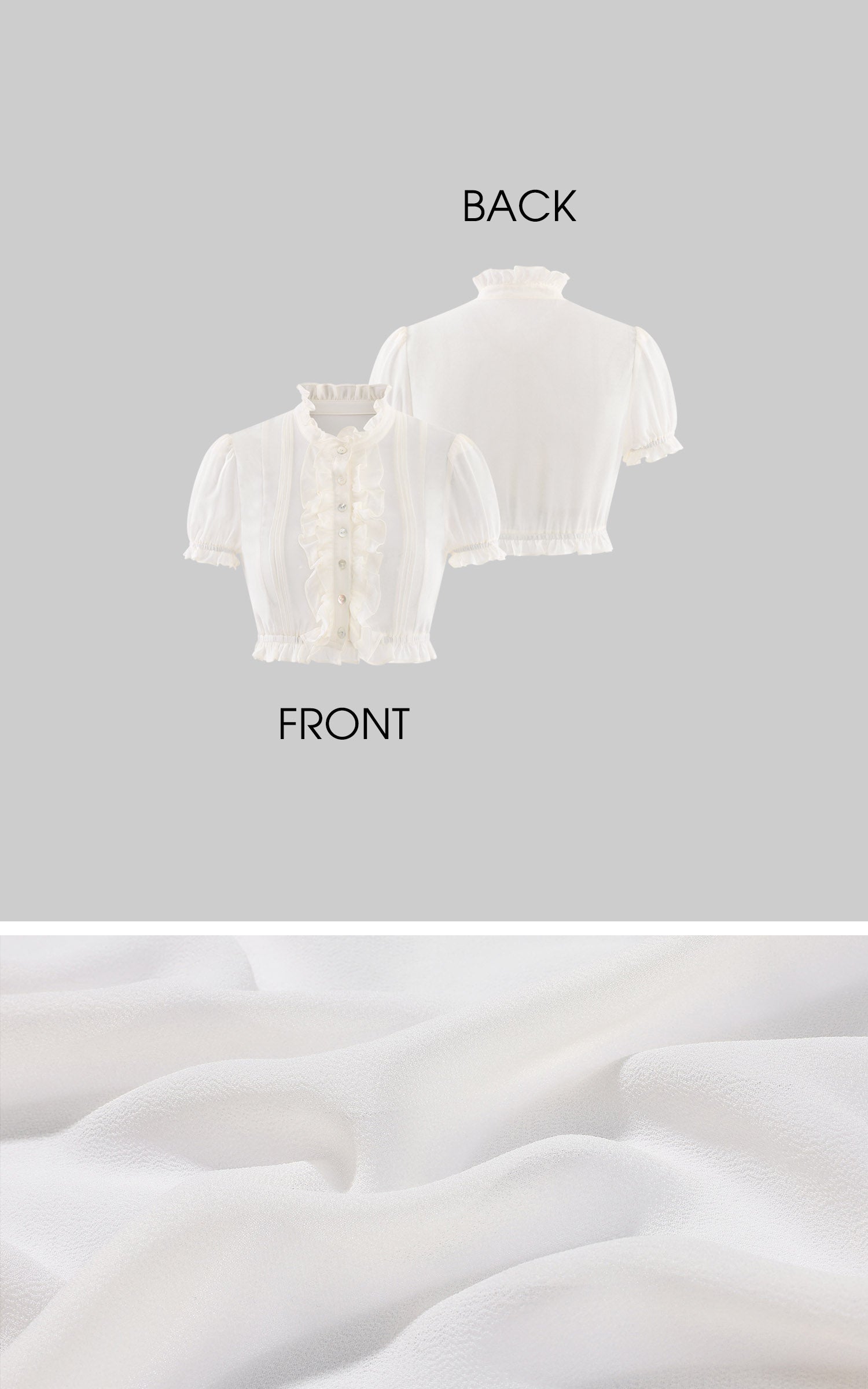 Hydrae Sheer Ruffle Pintuck Cropped Blouse Top