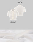 Hydrae Sheer Ruffle Pintuck Cropped Blouse Top