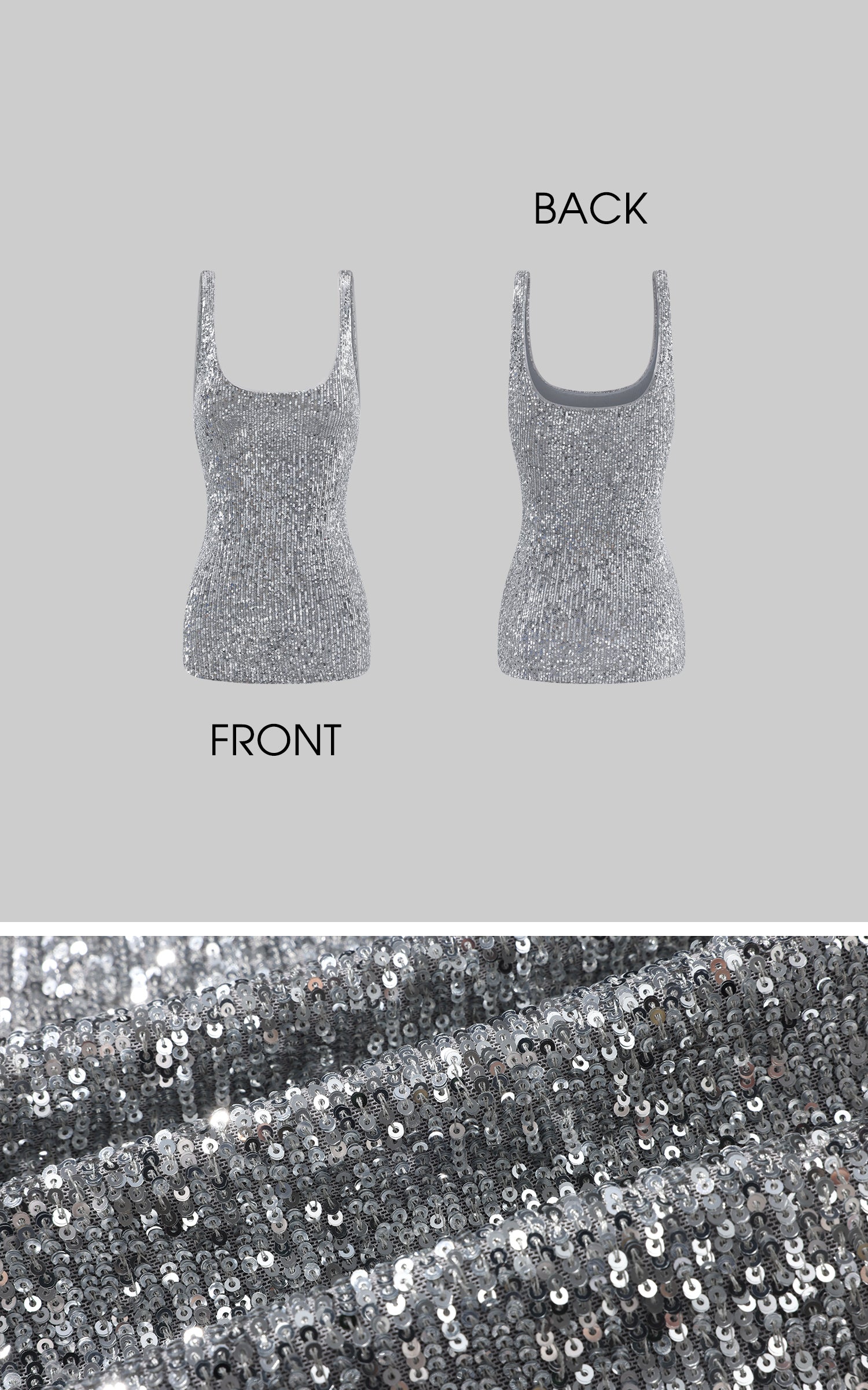 ROVENTE Sequin Fitted Tank Top