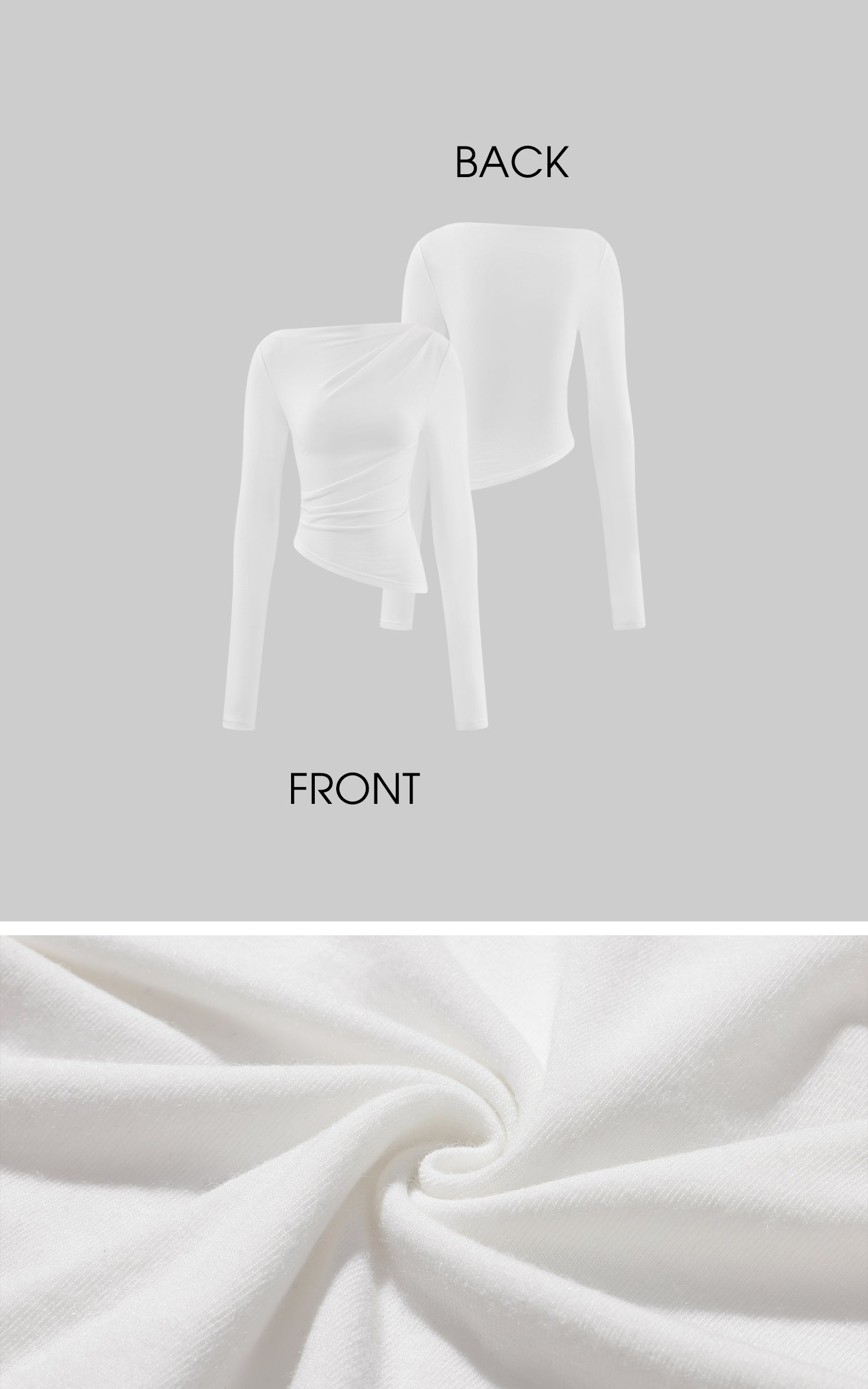 비대칭 넥 슬림핏 긴팔 티셔츠