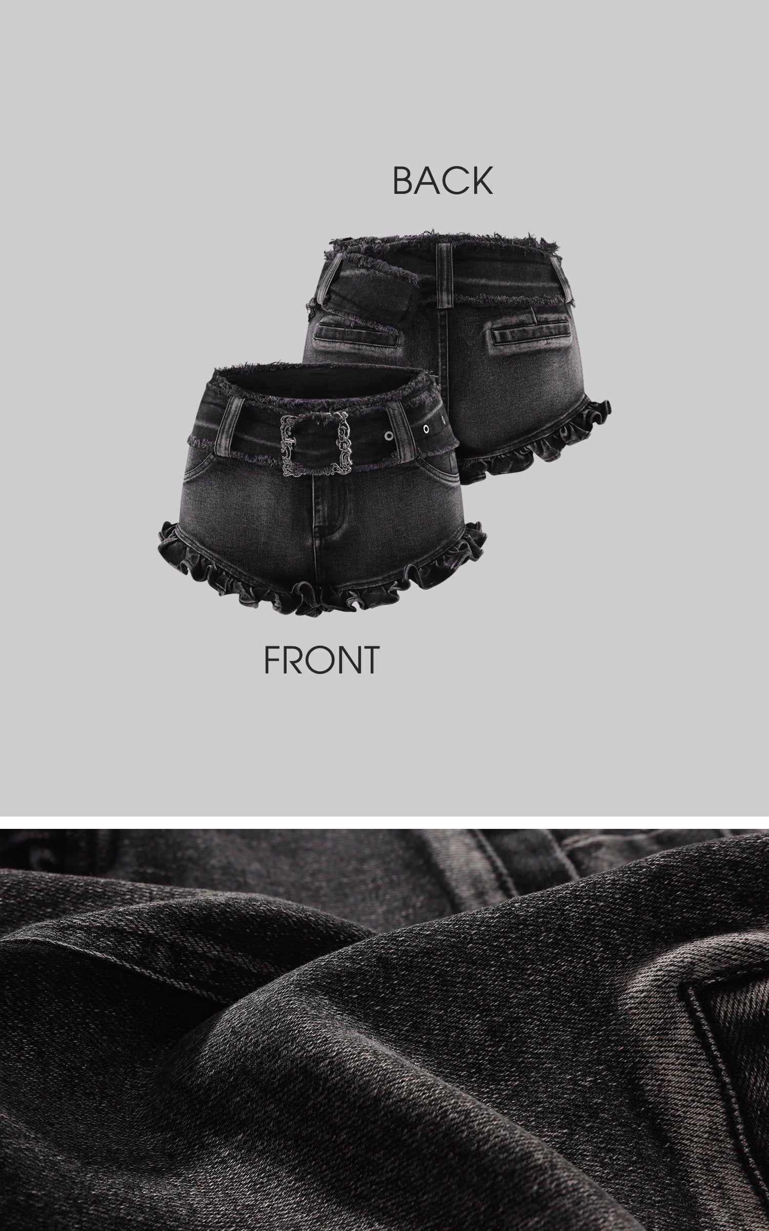 Rase le sol Washed Ruffle Low-Rise Denim Shorts