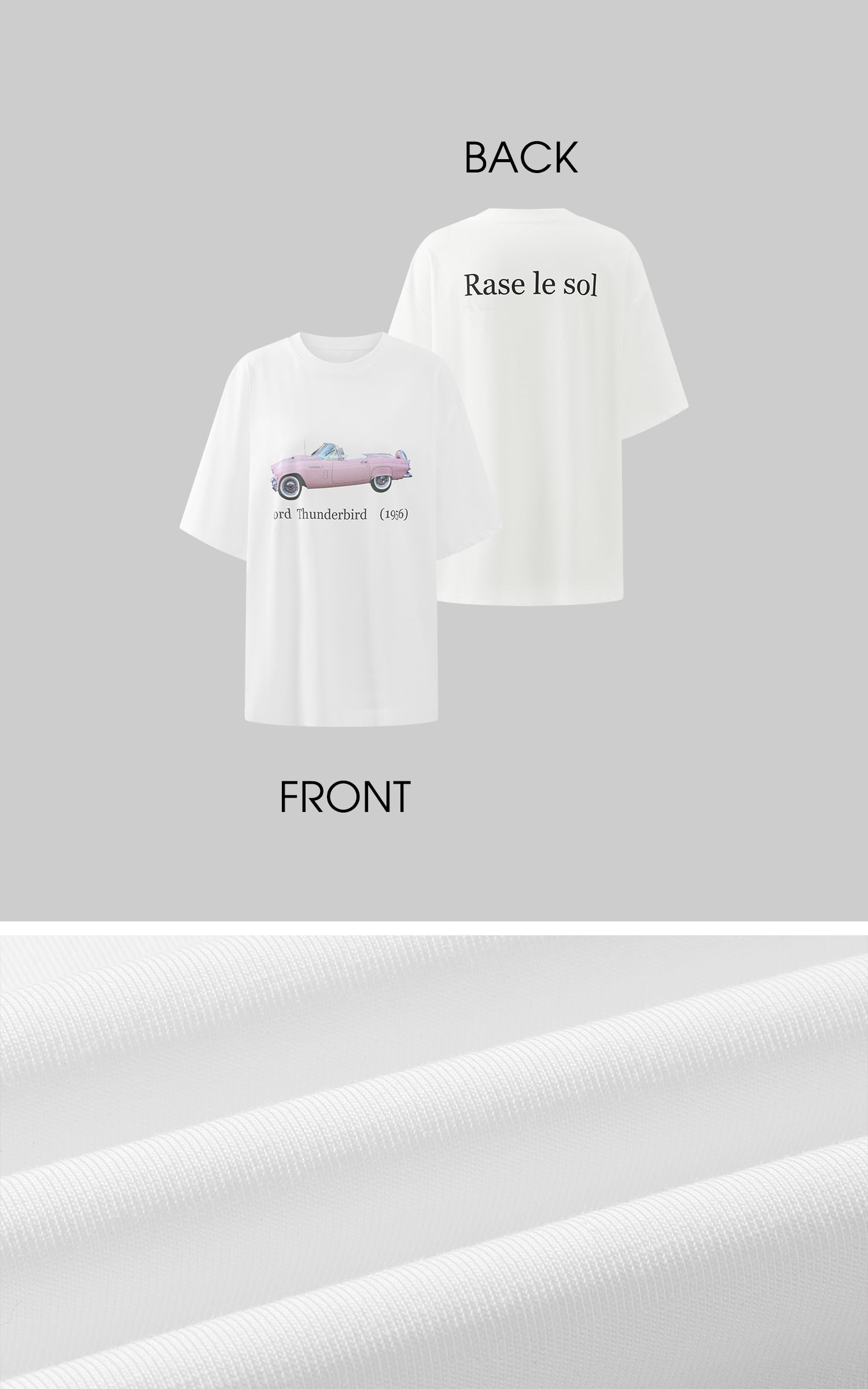 Rase le sol Vintage Convertible Car Graphic Oversized Gender-Neutral T-Shirt - PINKPARKS