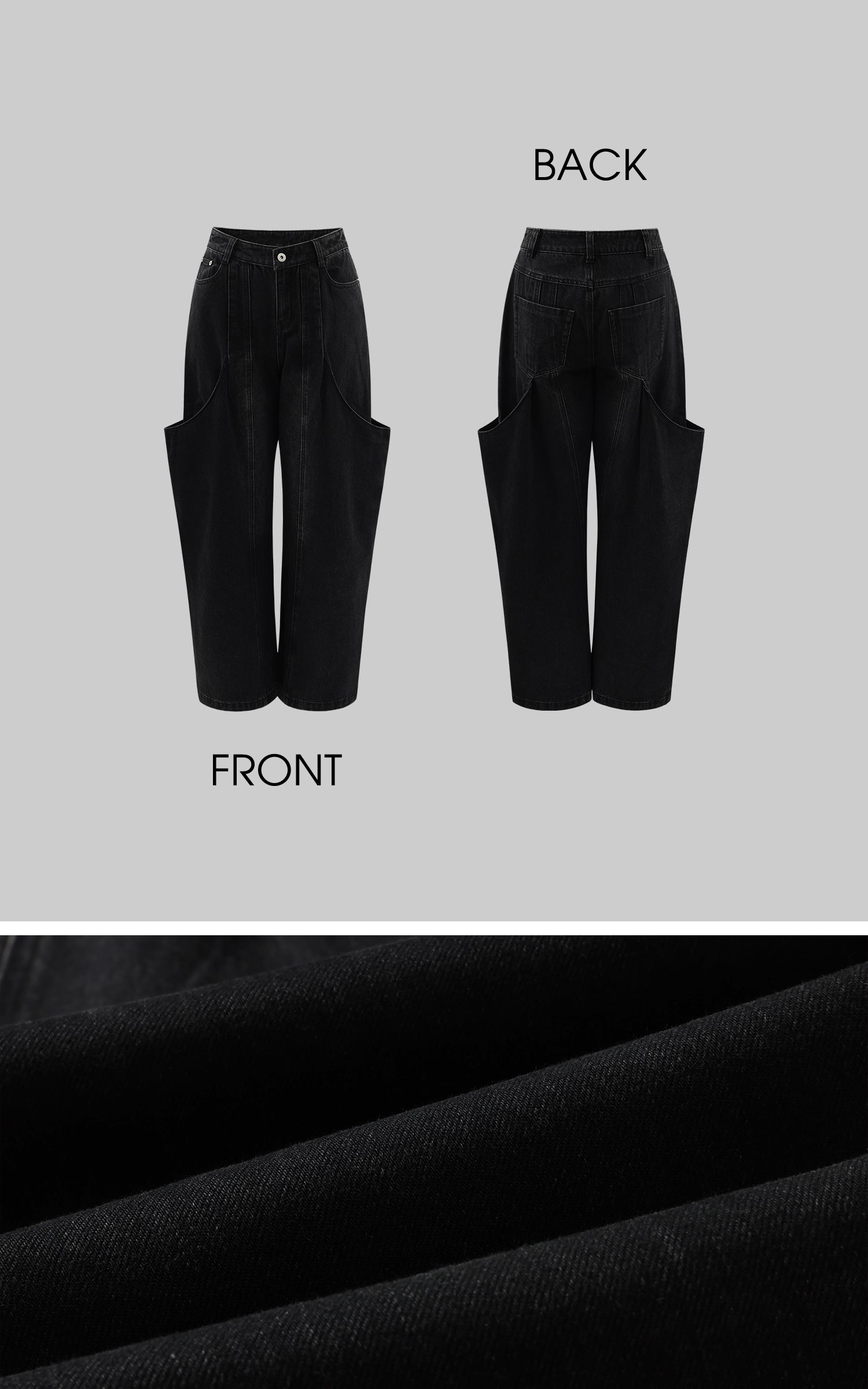 WARDEN EDGE Oversized Wide-Leg Jeans with Exaggerated Pocket Design