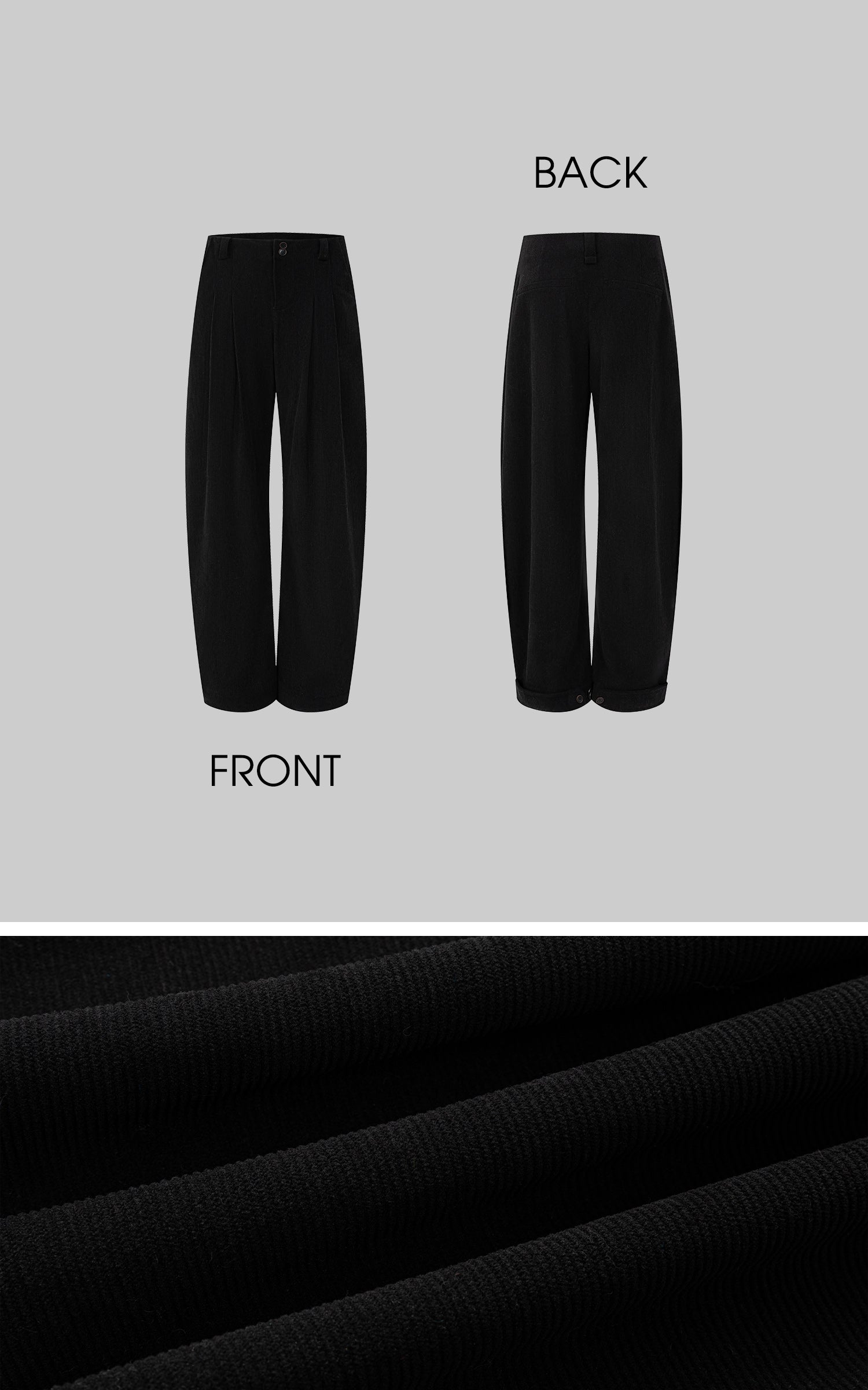 IAMXIAA 골지 와이드 레그 캐주얼 팬츠