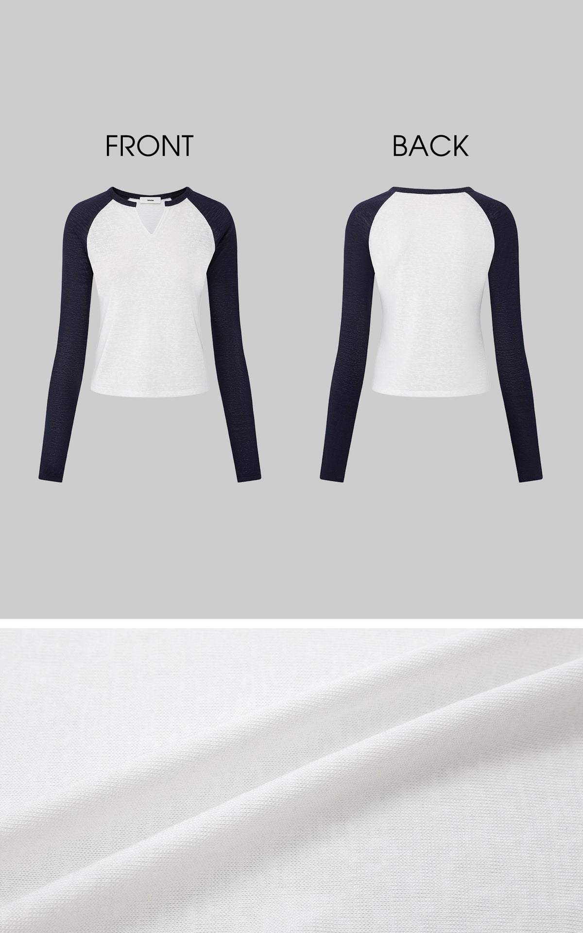 IAMXIAA Colorblock Raglan Sleeve Notch Neck Long Sleeve Top