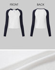 IAMXIAA Colorblock Raglan Sleeve Notch Neck Long Sleeve Top