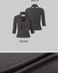 IAMXIAA Scarf-Neck Ribbed Slim-Fit Top with Three-Quarter Sleeves