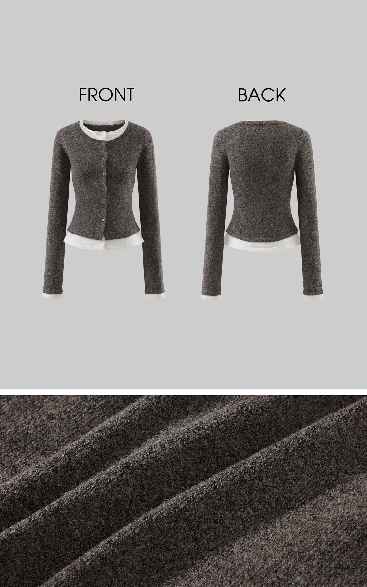 WARDEN EDGE Faux-Layered Asymmetric Knit Cardigan