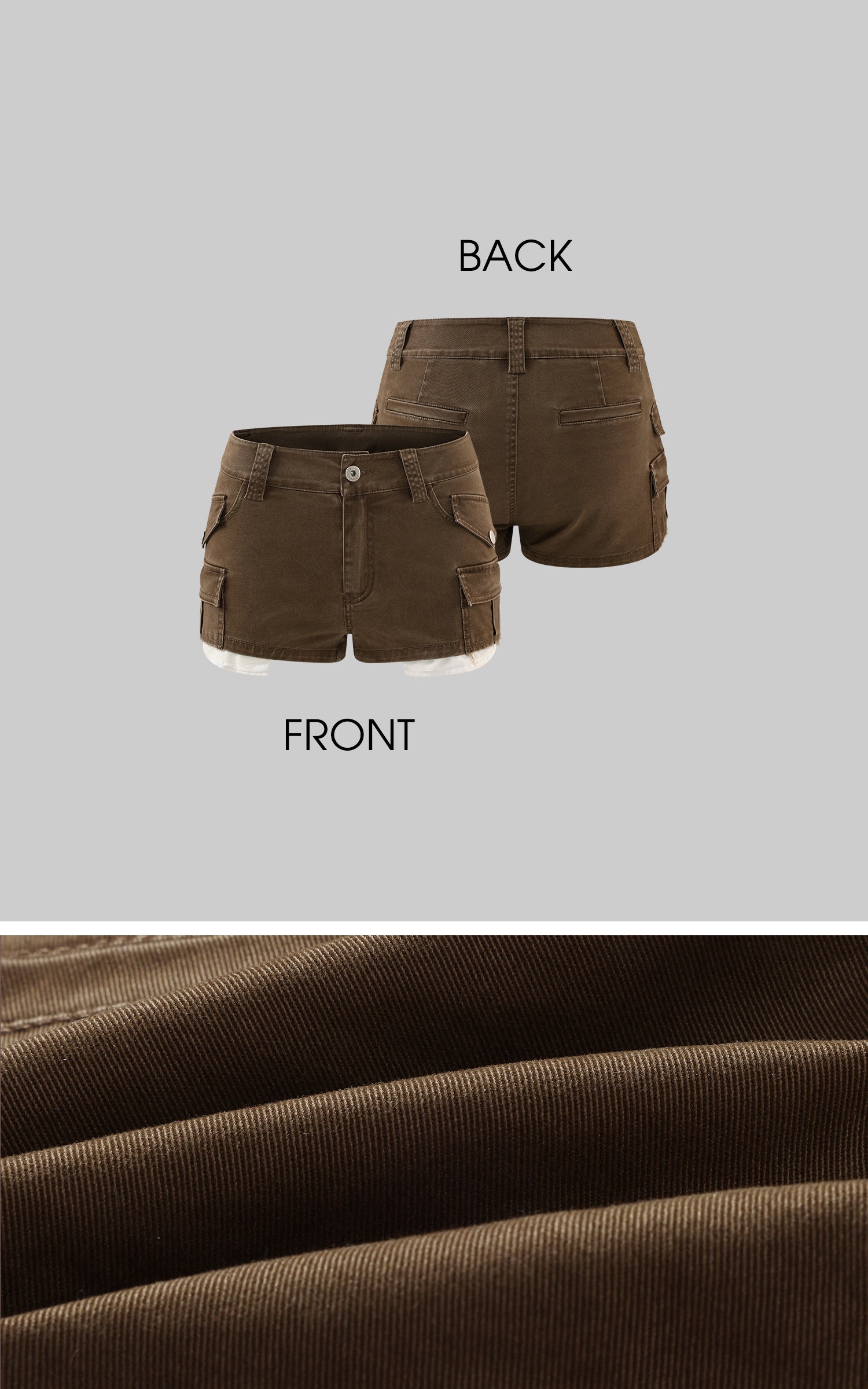 WARDEN EDGE Low-Rise Cargo Shorts with Distressed Hem and Inner Layer Detail