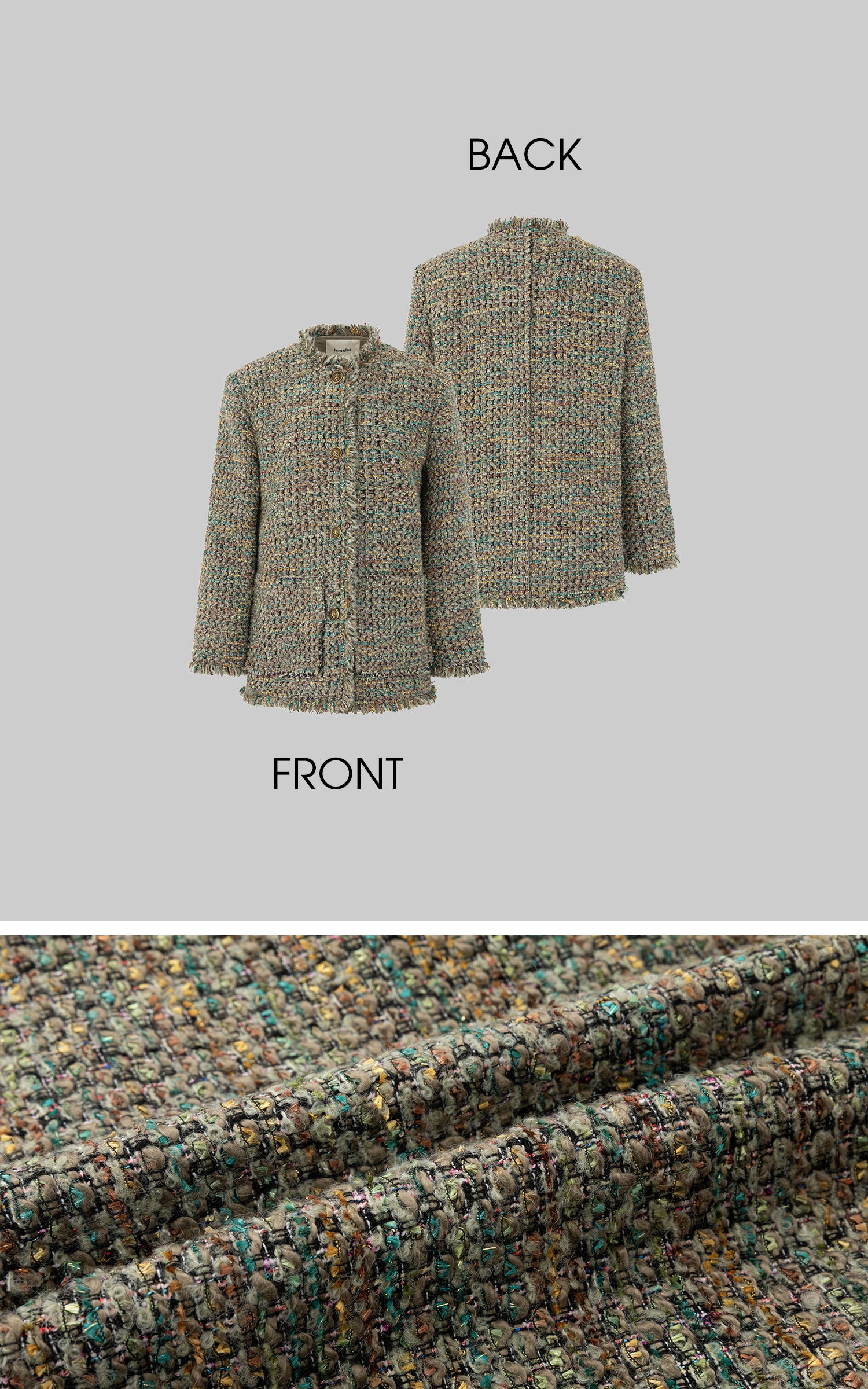 IAMXIAA Textured Tweed Jacket and Skirt Set