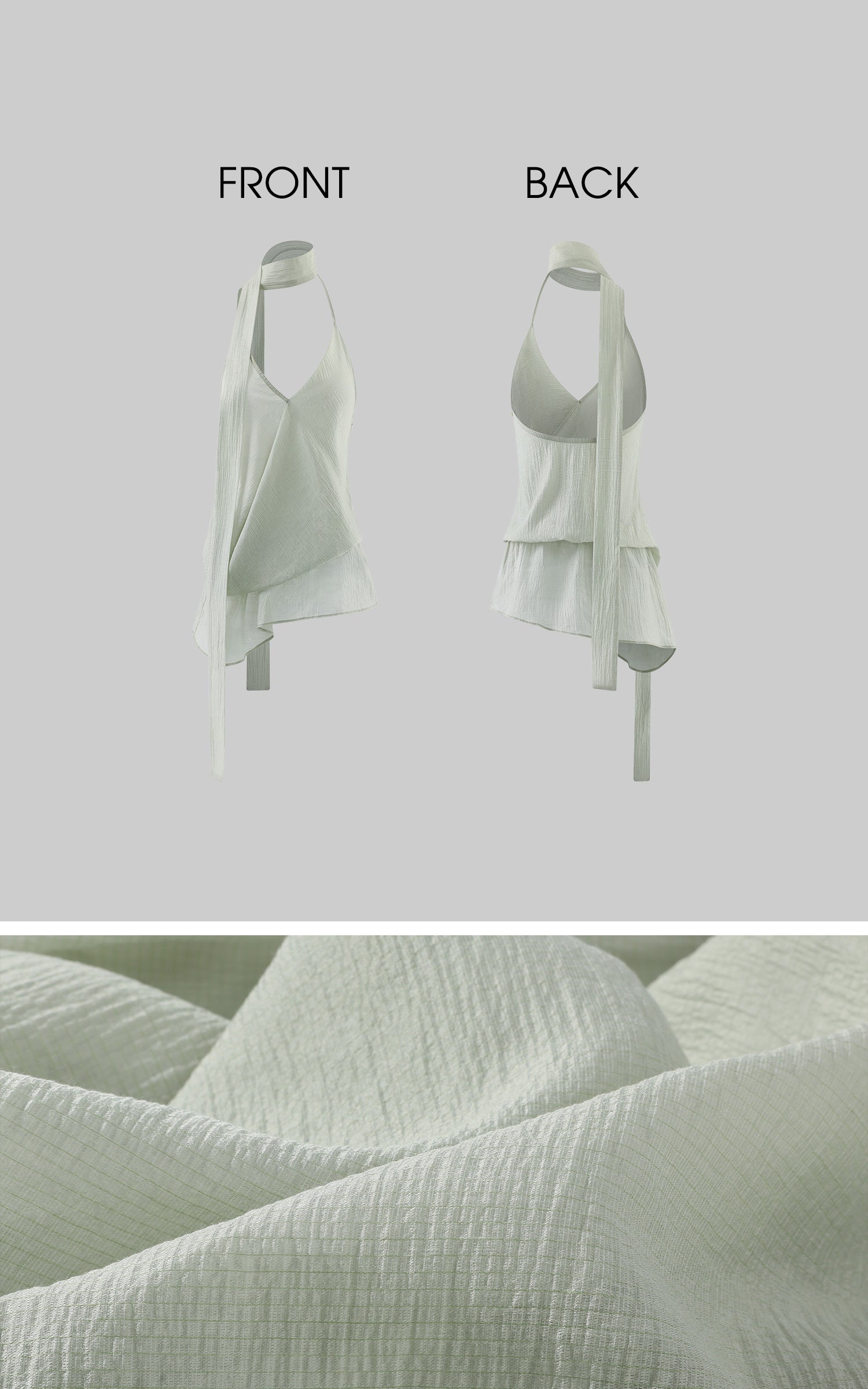 0122stepll Draped Halter Neck Tie Top