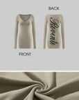 ROVENTE Script Back Bodycon Knit Mini Dress
