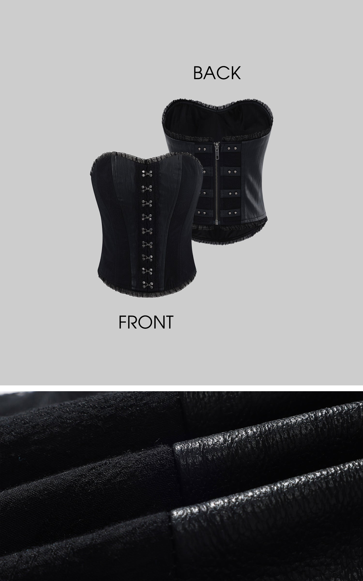 Low pixel Black Hook-Front Strapless Corset Top