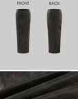 ROVENTE Leather-Look Cargo Maxi Skirt with Oversized Flap Pockets & Back Slit