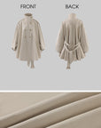WARDEN EDGE Oversized High-Neck Balloon Sleeve Belted Trench Coat