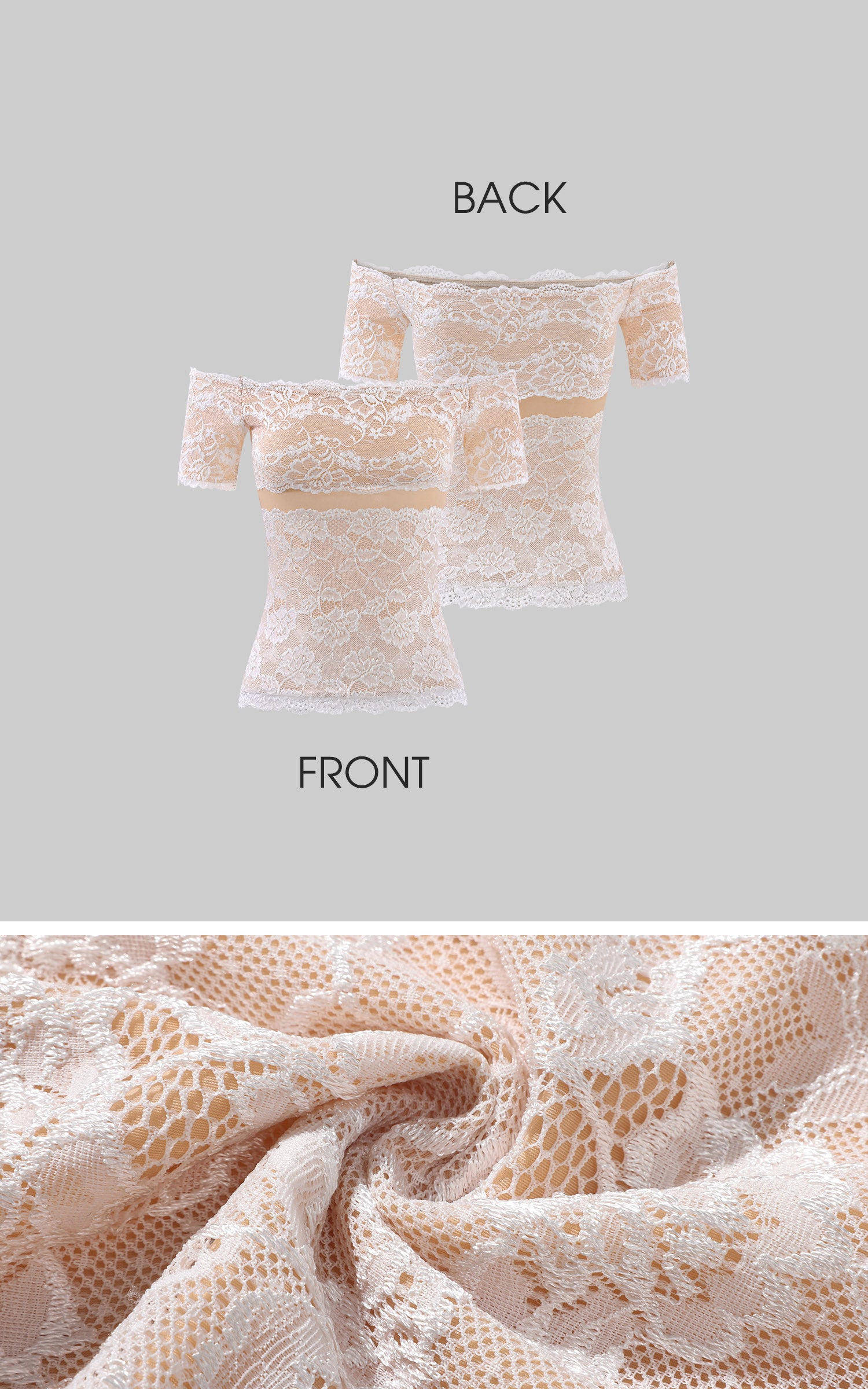 ROVENTE Off Shoulder Sheer Lace Fitted Top