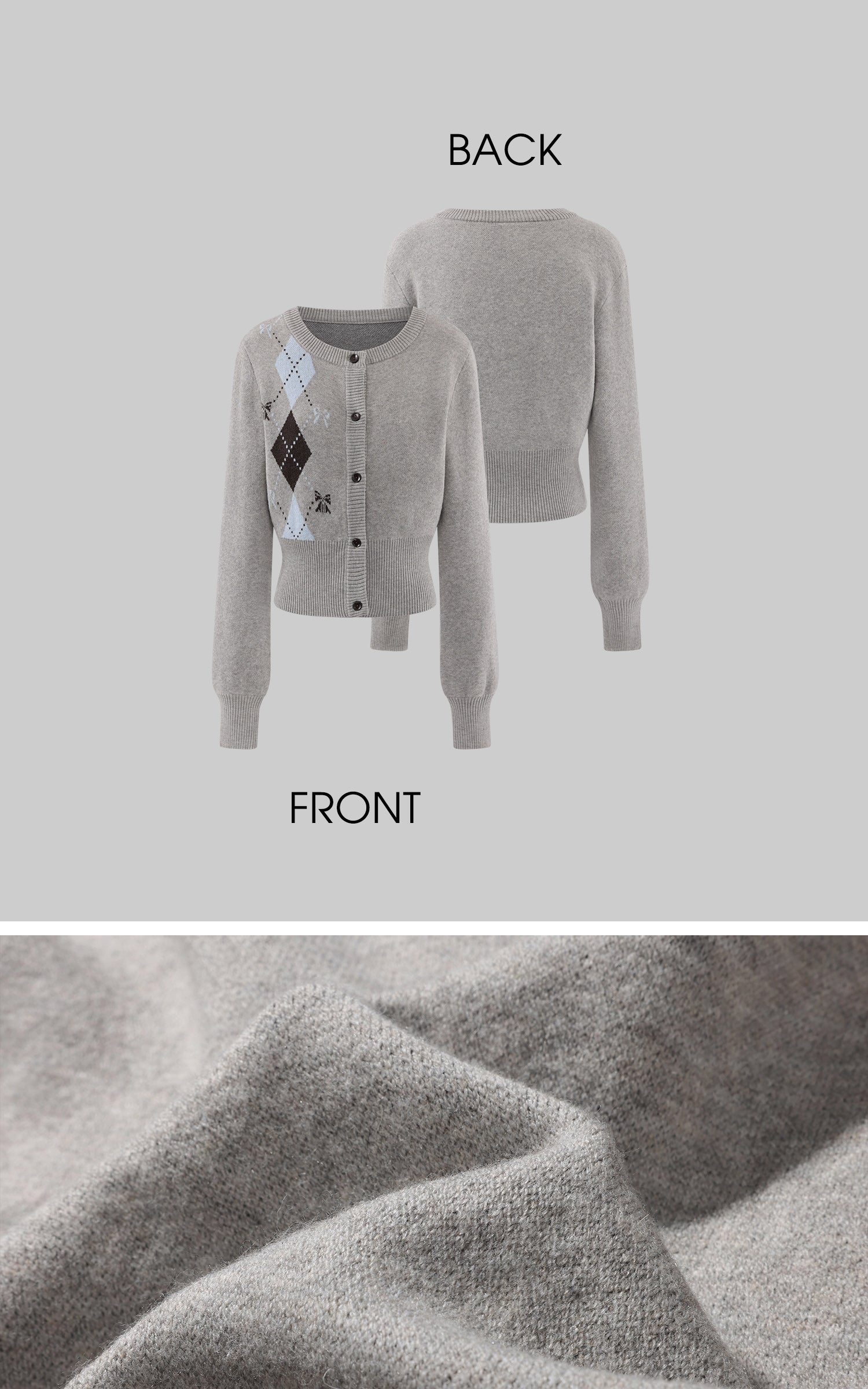 Rase le sol 아가일 니트 세트: 크롭 가디건 &amp; 미니 쇼츠