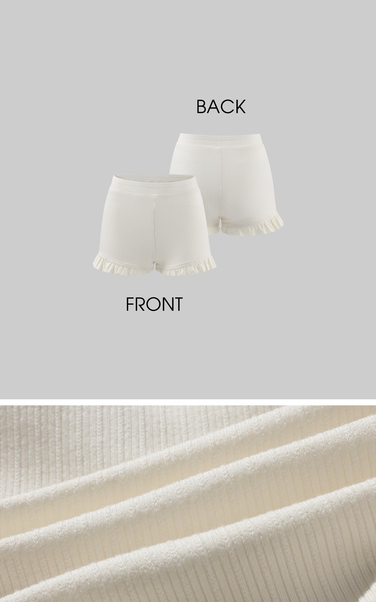 Rase le sol 골지 니트 긴팔 탑과 구조적인 리본, 러플 헴 쇼츠 세트