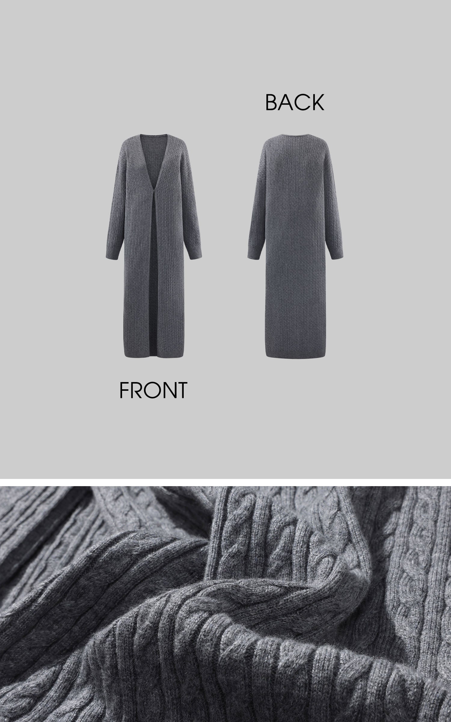 ROVENTE Cable Knit Bandeau and Longline Cardigan Set