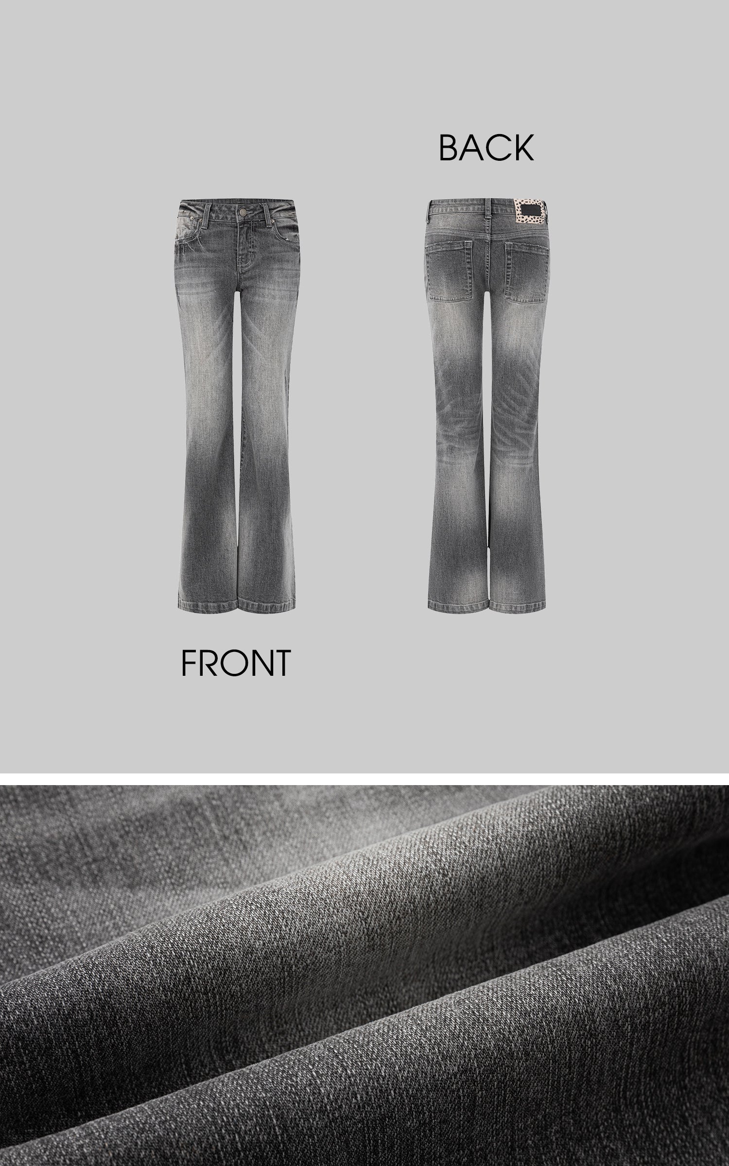 IAMXIAA Vintage Washed Grey Flared Denim Jeans