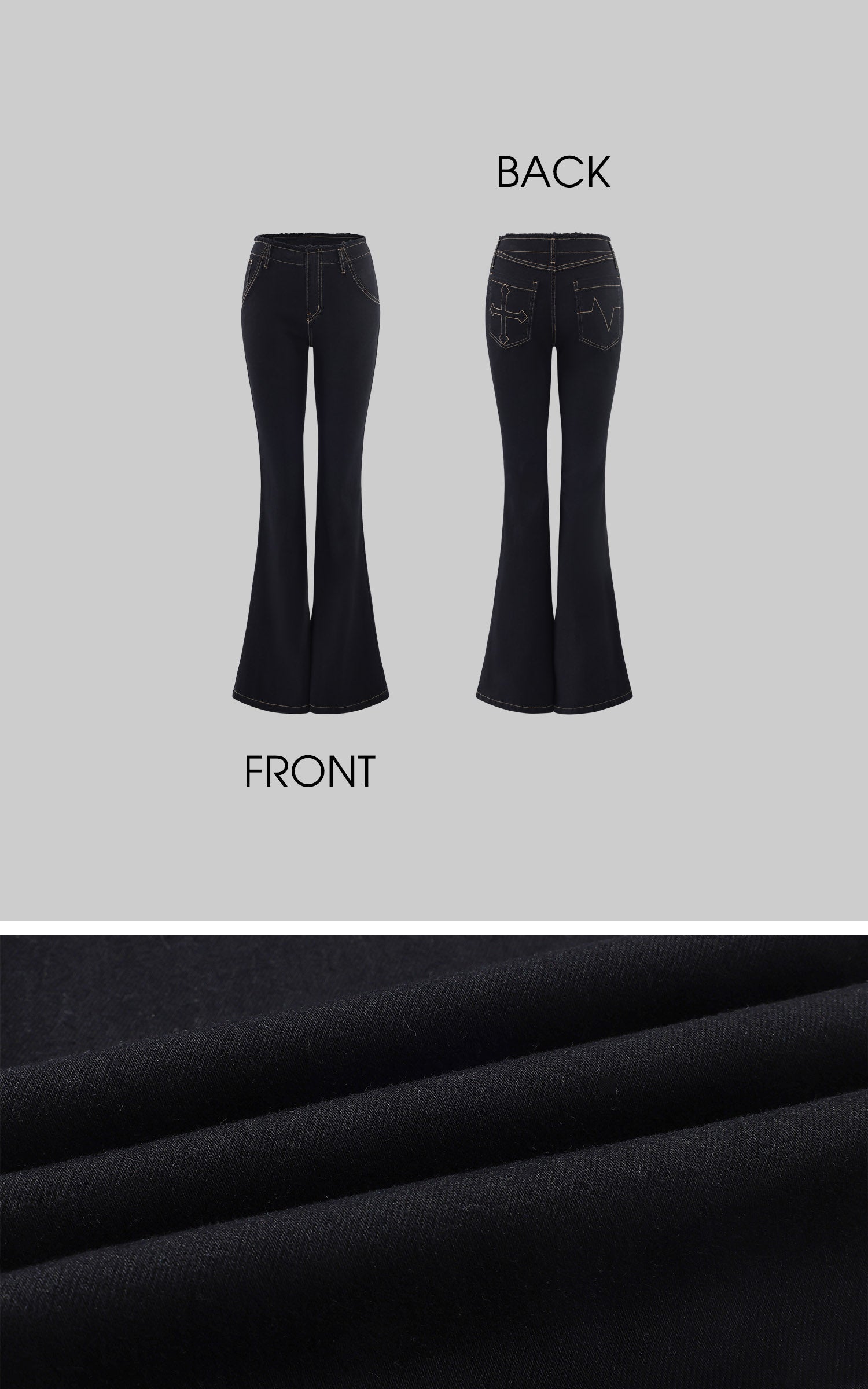 Rase le sol Pantalon en jean évasé à bords bruts