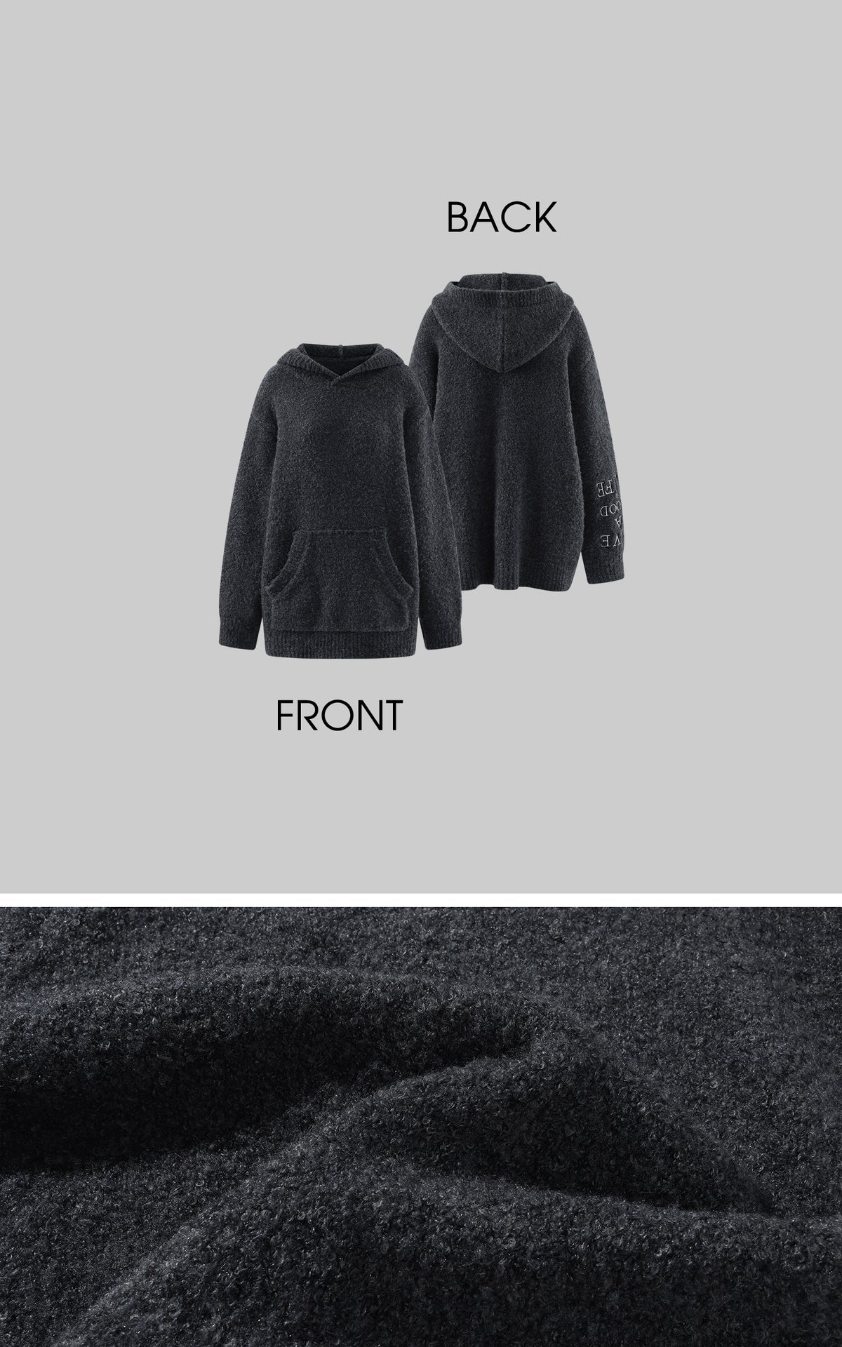 Rase le sol Embroidered Hooded Knit Sweater &amp; Long Shorts Set