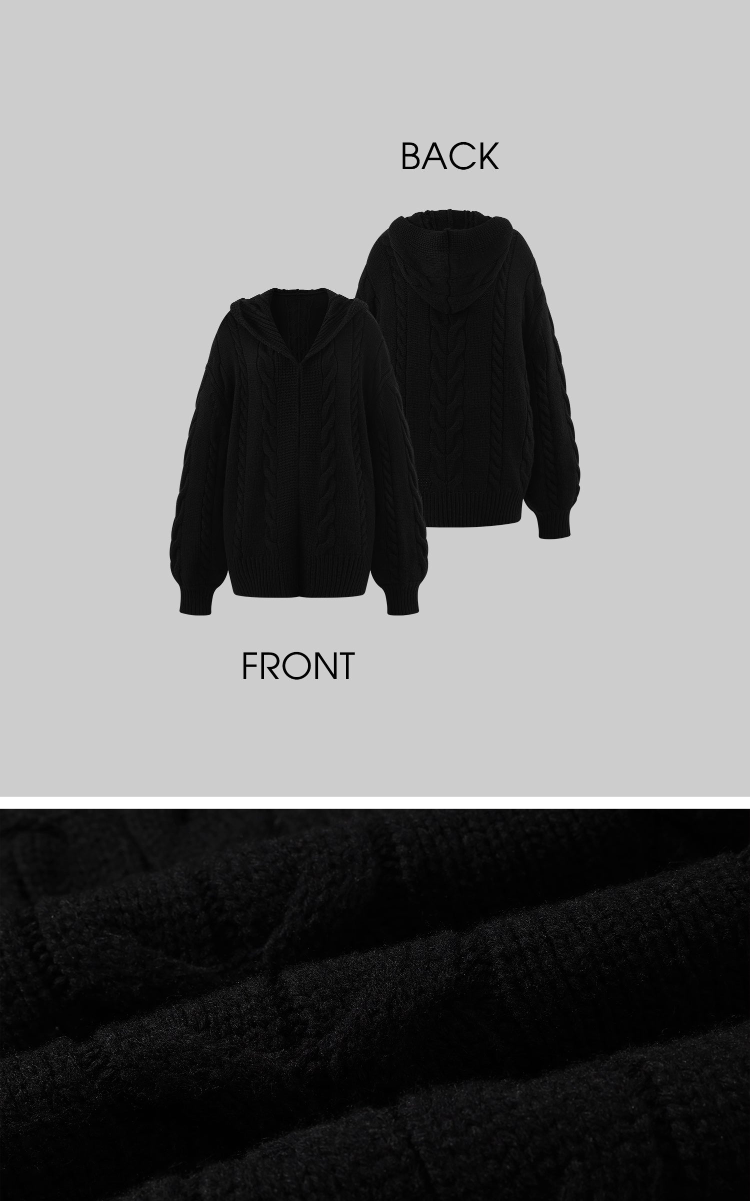 Rase le sol Oversized Cable Knit Hoodie Cardigan