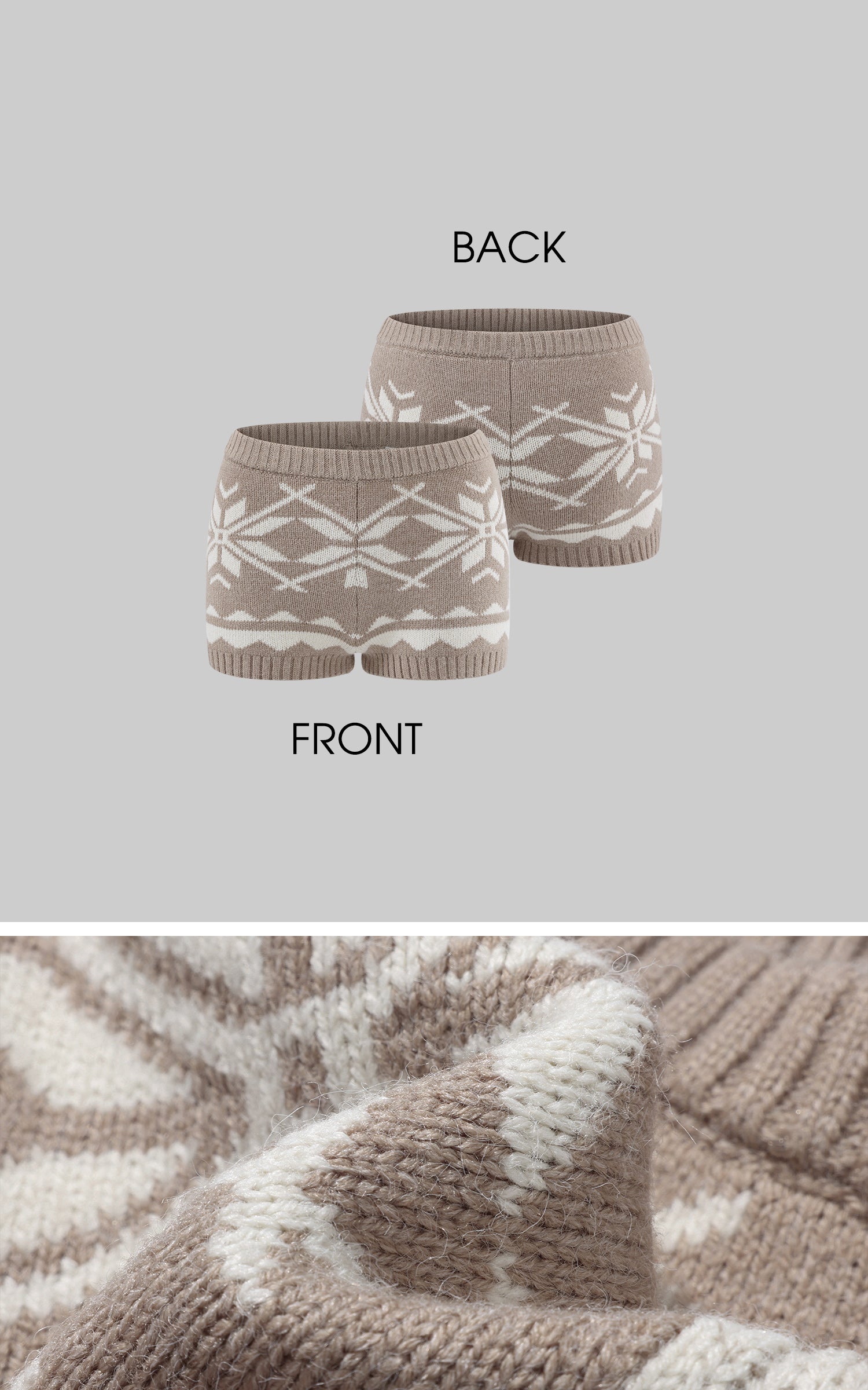 ROVENTE Nordic Jacquard Knit Cardigan Shorts and Scarf Set