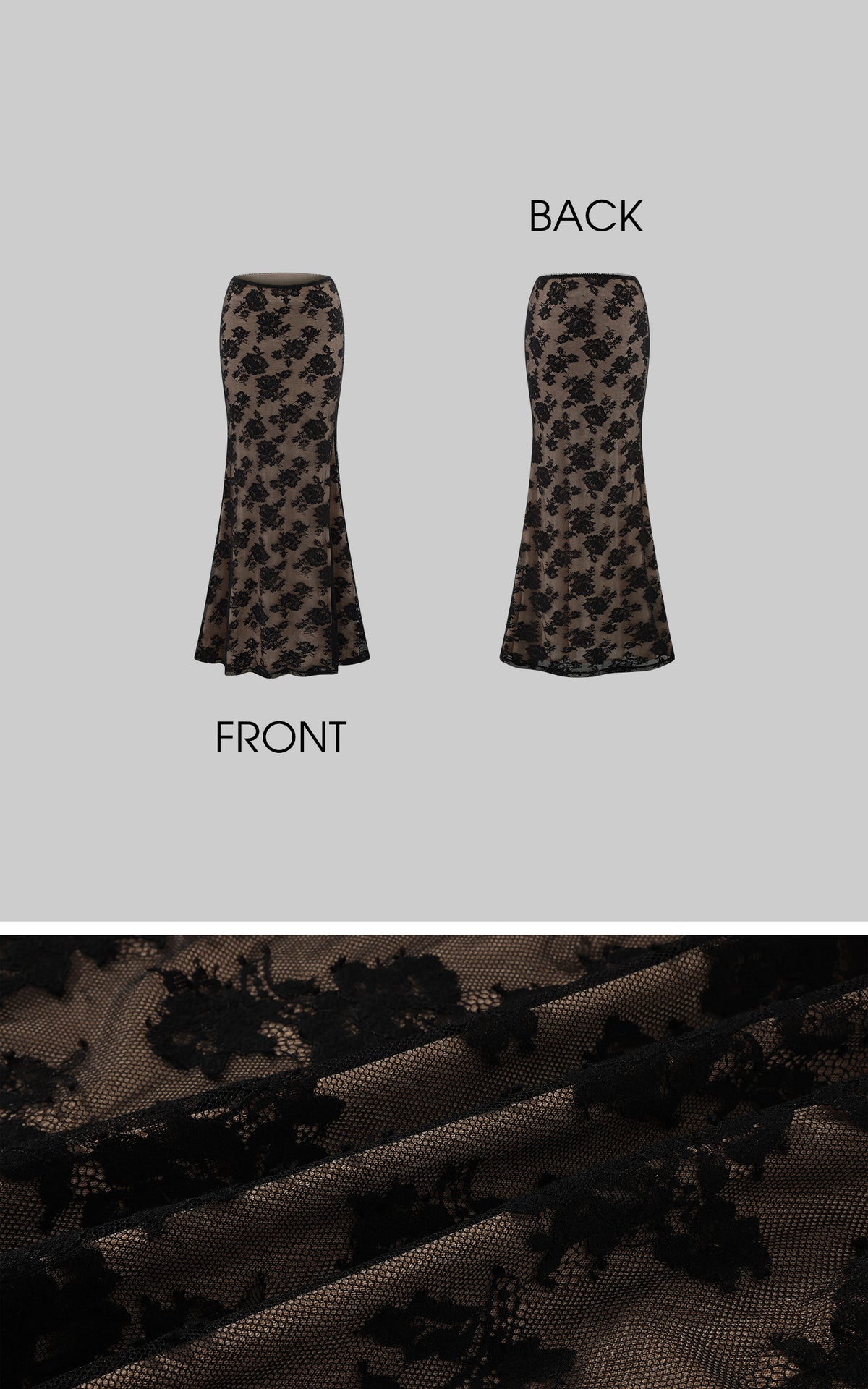 ROVENTE Floral Lace Shirt &amp; Maxi Skirt Set