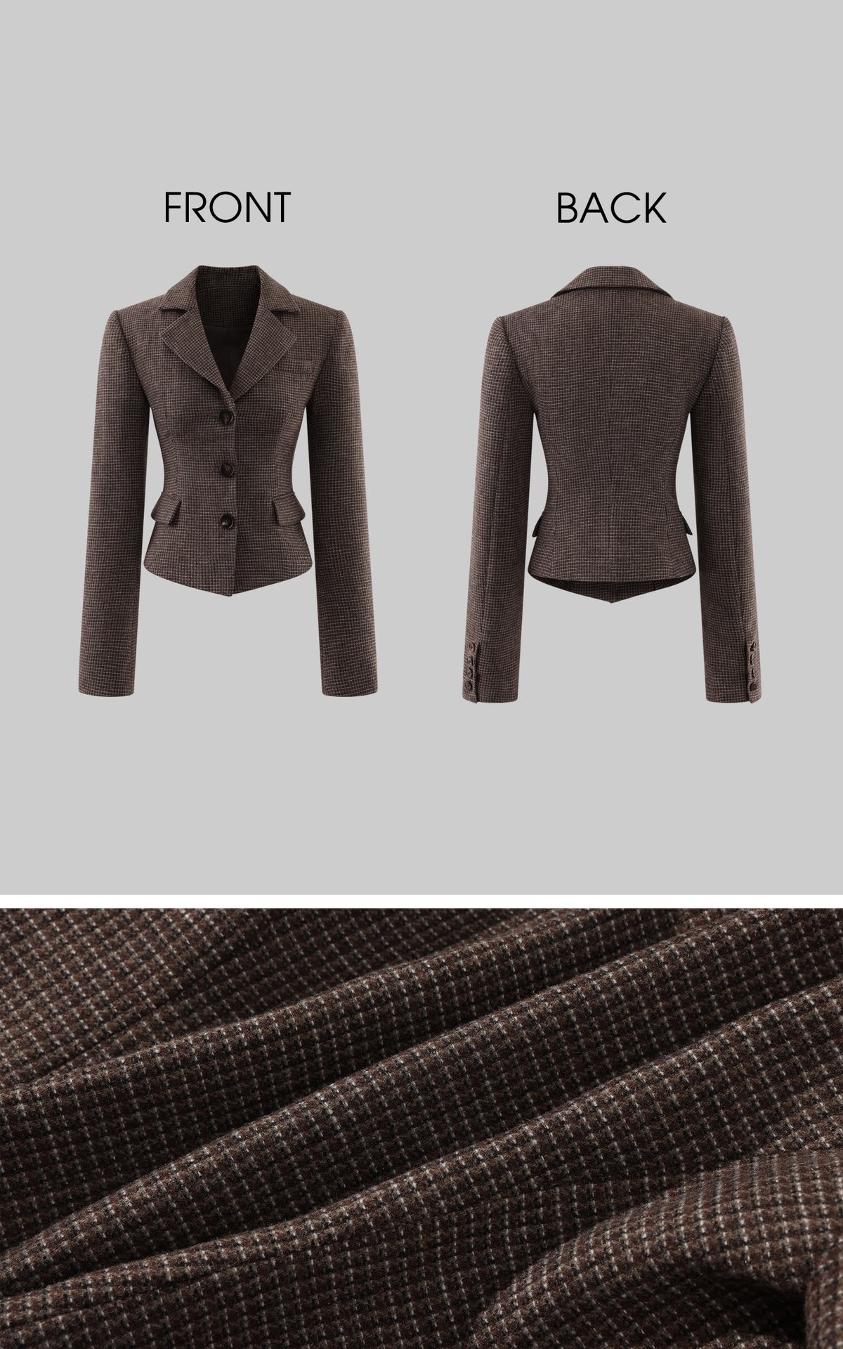 WARDEN EDGE Sculpted-Waist Check Blazer with Structured Shoulders