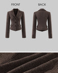 WARDEN EDGE Sculpted-Waist Check Blazer with Structured Shoulders