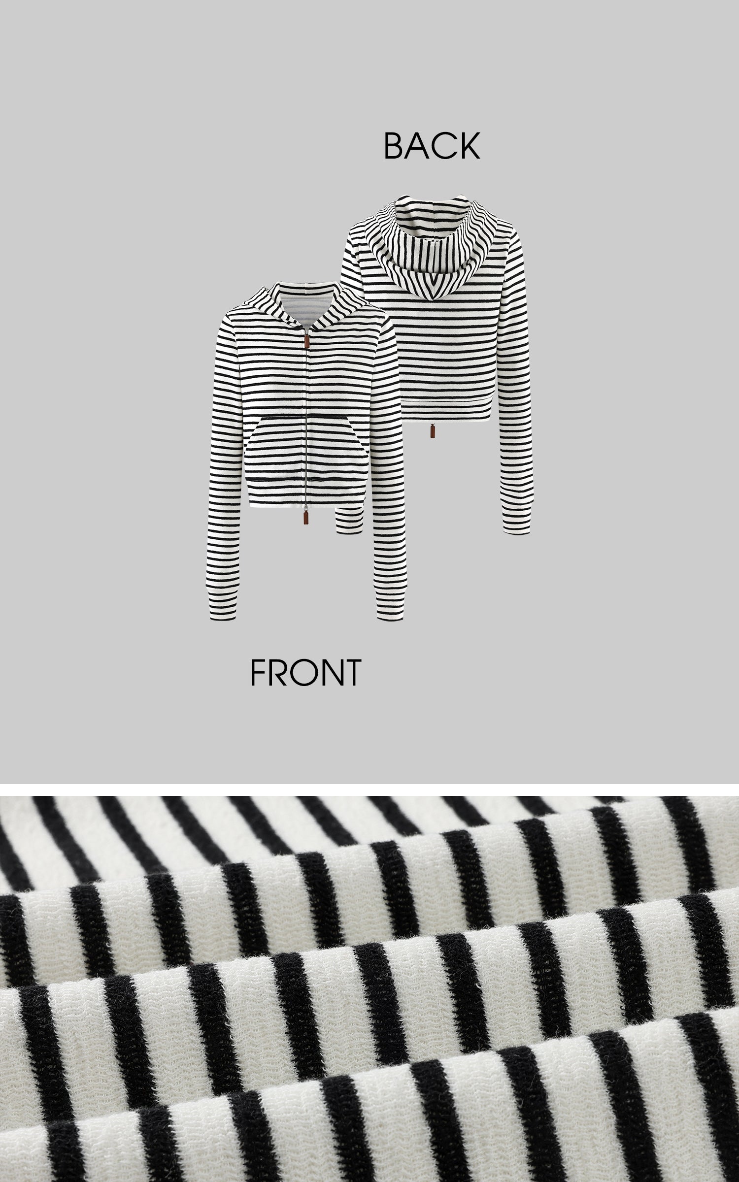 ROVENTE Striped Terry Zip Hoodie &amp; Shorts Set