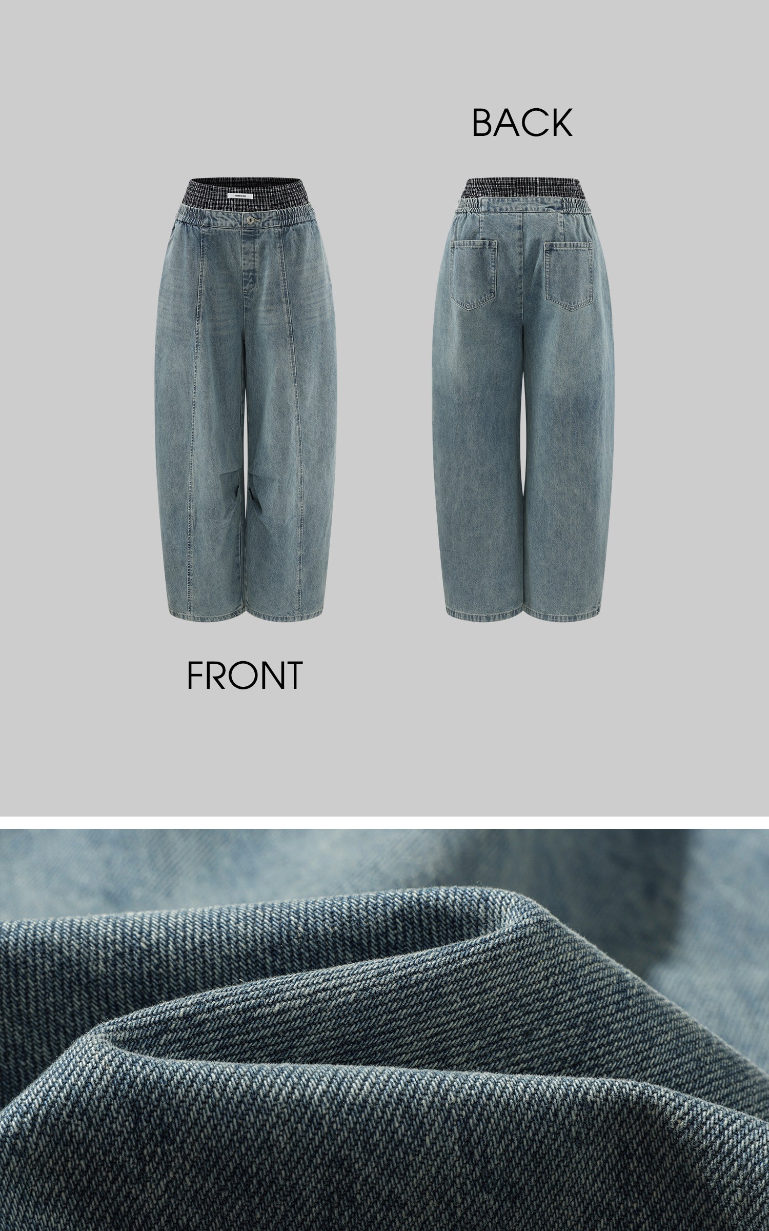 WARDEN EDGE Elastic Waist Wide Leg Denim Pants