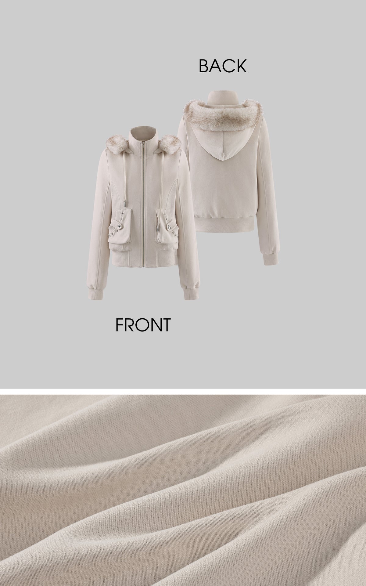 Rase le sol Fur-Trimmed Sculpted Hooded Jacket