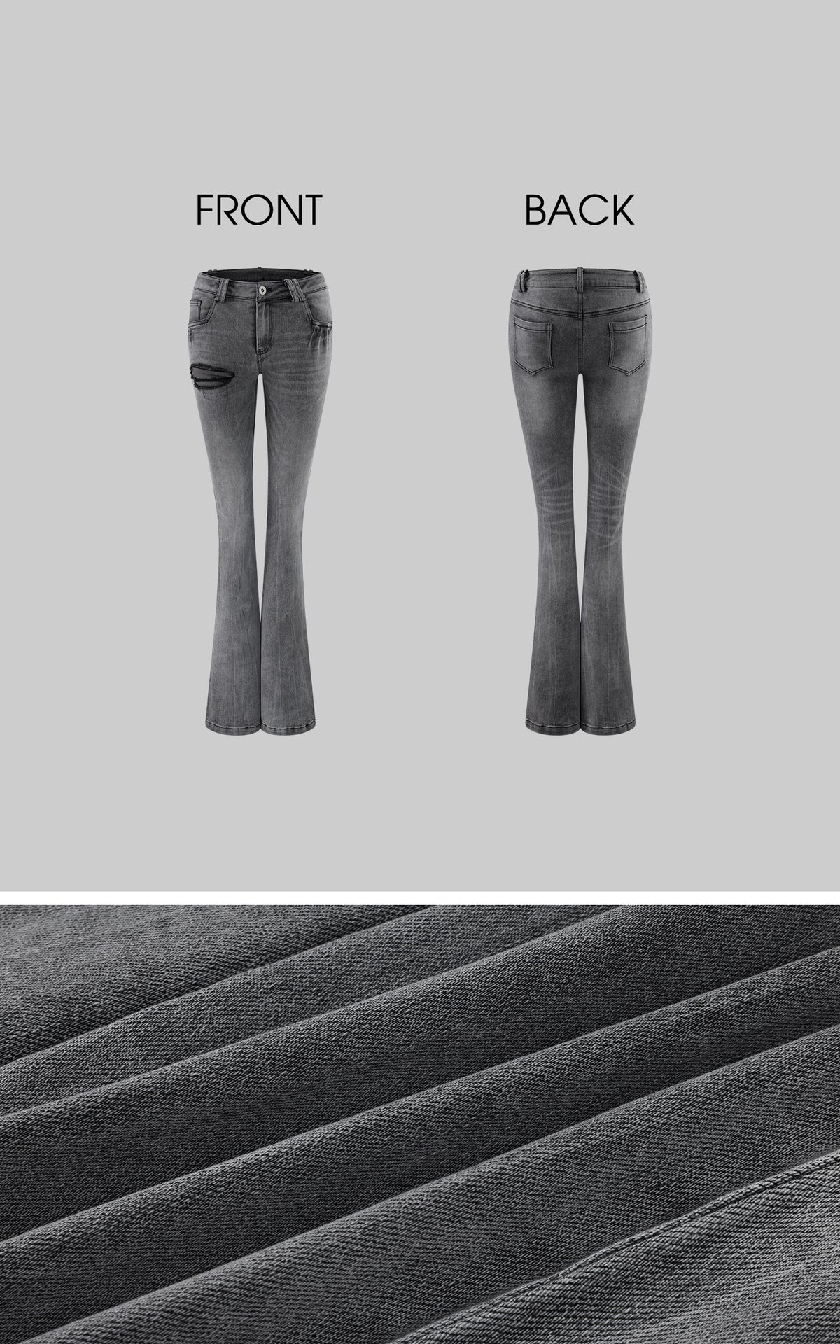 Rase le sol Distressed Patch Flared Denim Pants