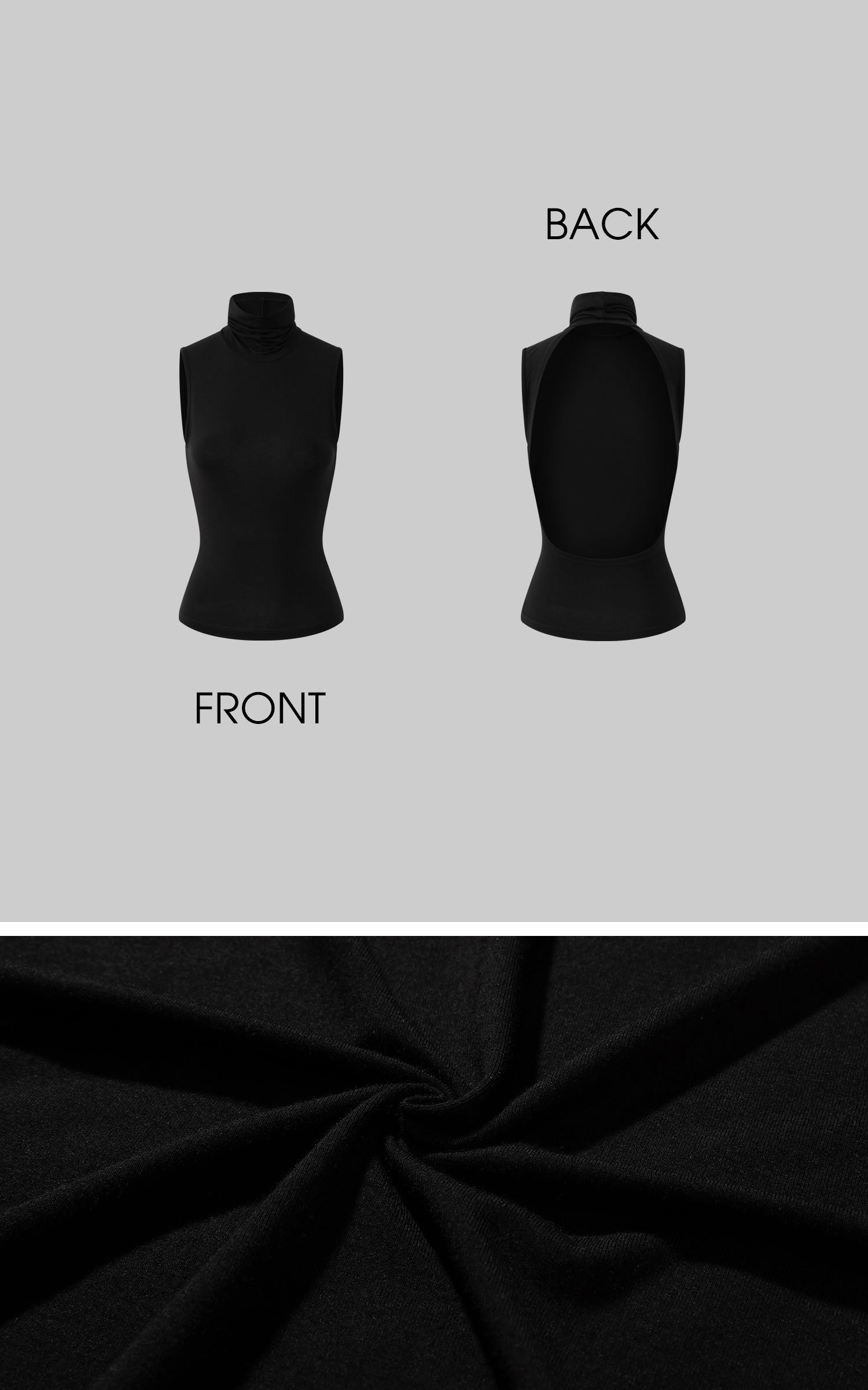 0122stepll Haut sans dos à col montant et sans manches