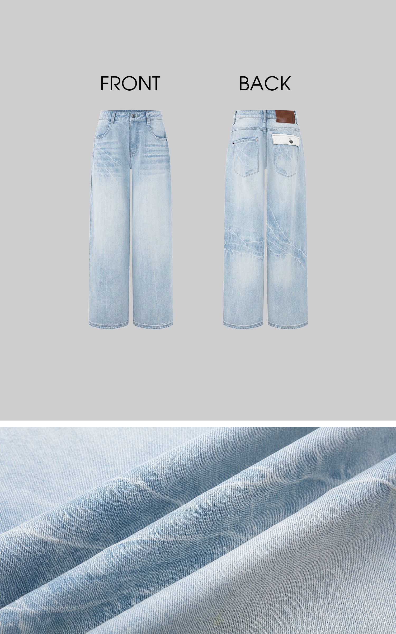 IAMXIAA Jean large taille basse délavé