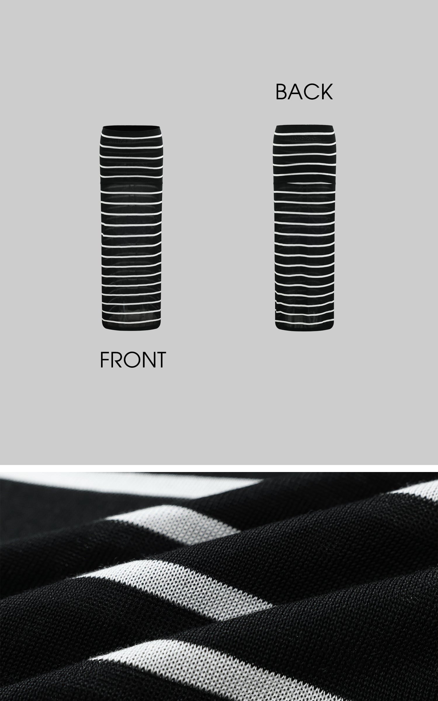 0122stepll Jupe longue en maille à rayures taille basse