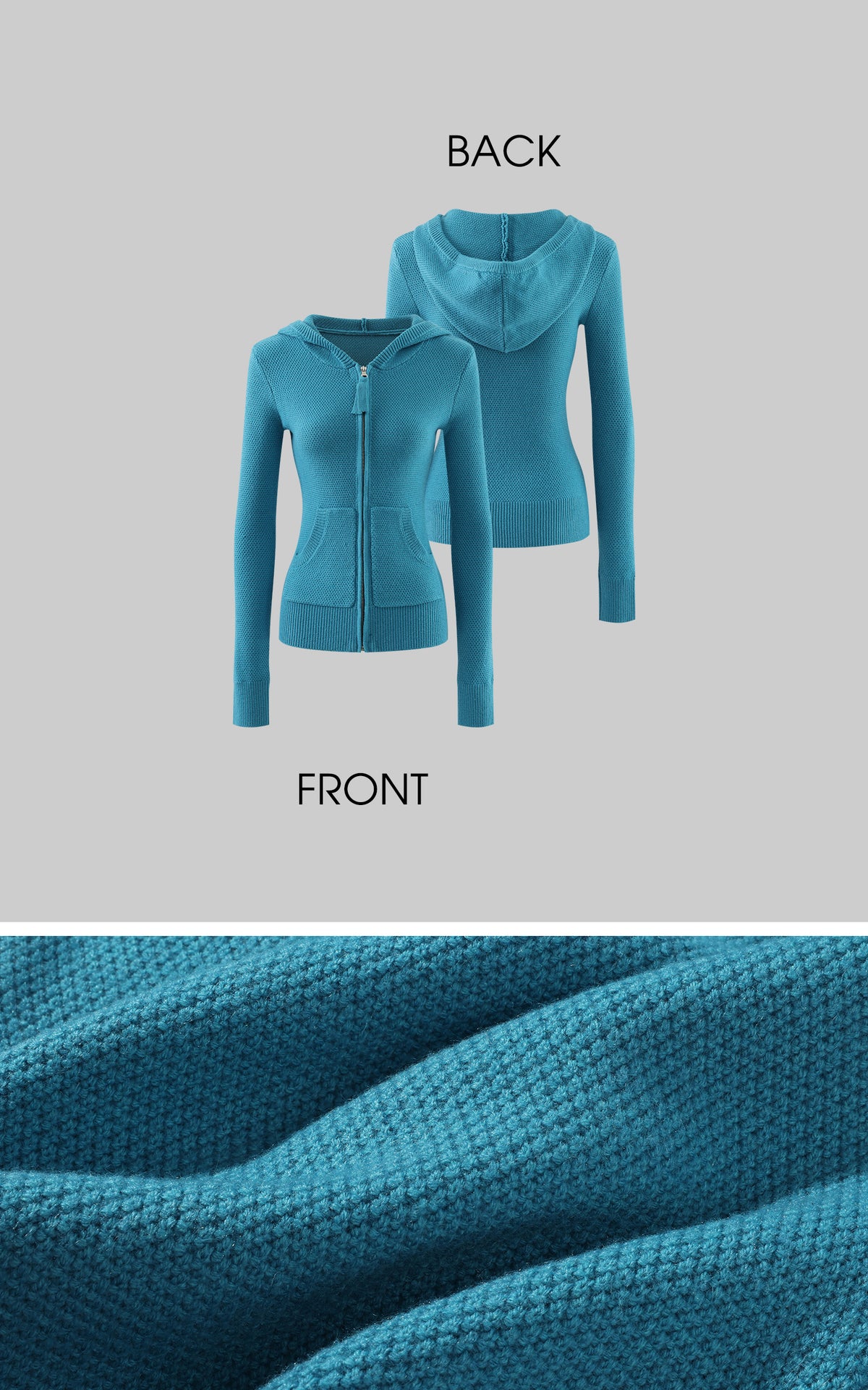 Rase le sol Hooded Zip Knit Cardigan